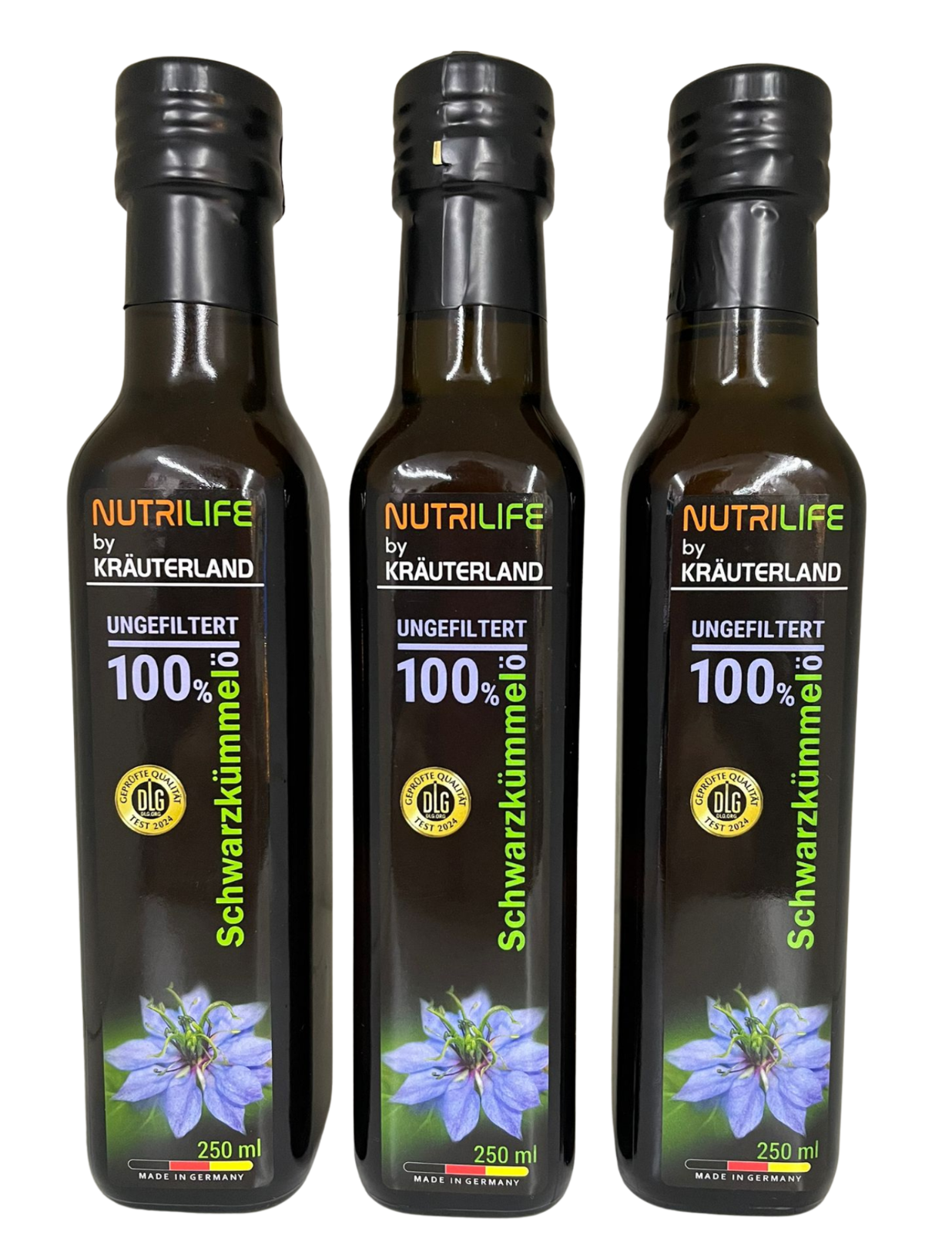 Schwarzkümmelöl 250ml kaltgepresst ungefiltert Omega 3-6-9 vegan mild