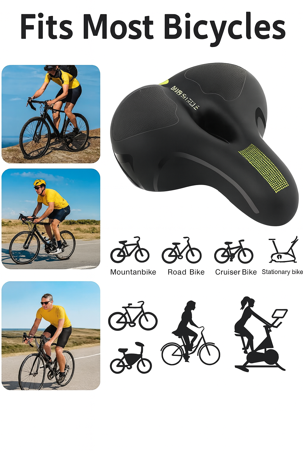 Ergonomischer Fahrradsattel mit Memory Foam – Bequem, breit & stoßdämpfend