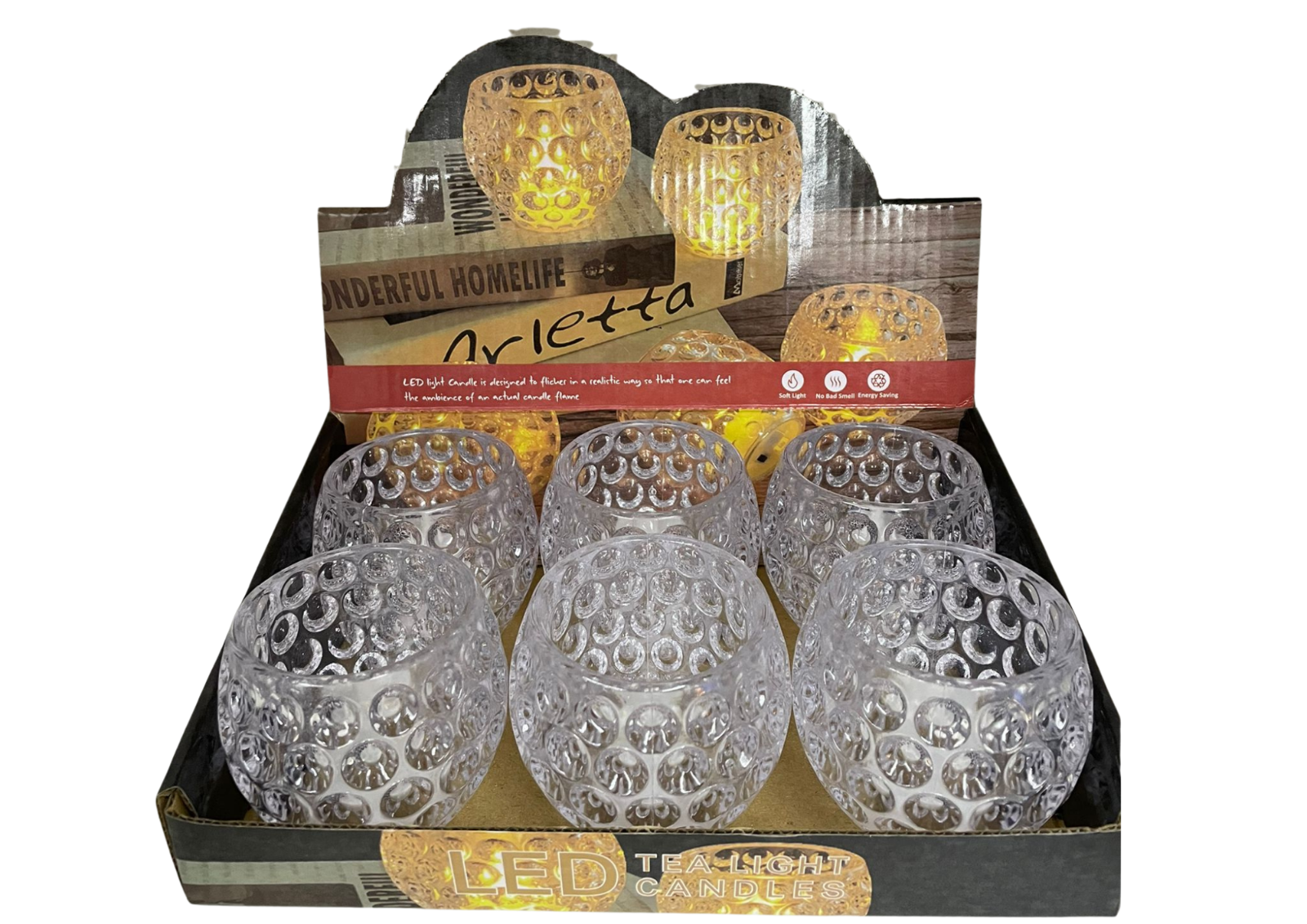 LED Kugel-Licht 7,5×7 cm – Transparent, inkl. Batterie, dekorativ