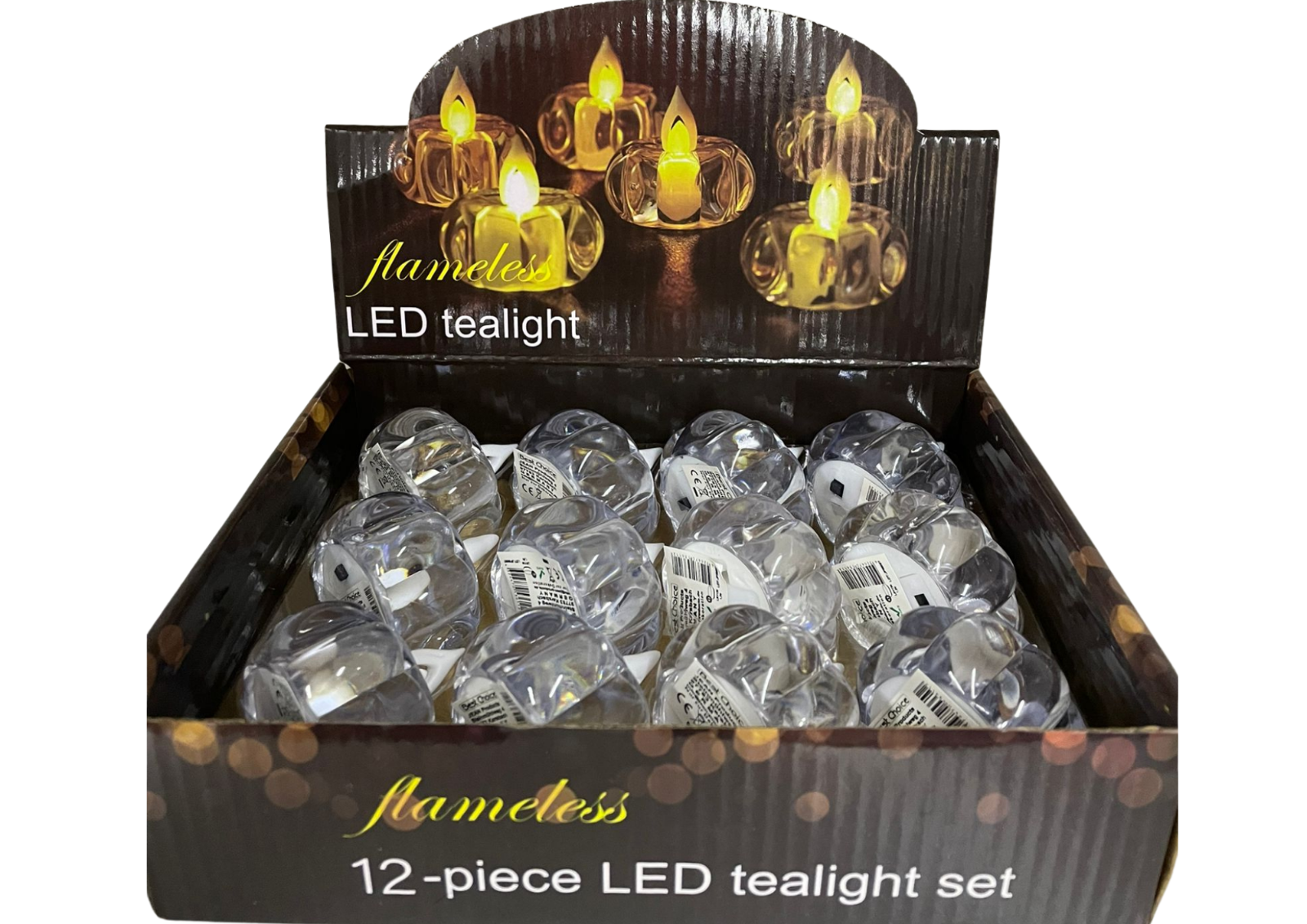 LED Licht rund 6×3,5 cm – Transparent, inkl. Batterie, dekorativ