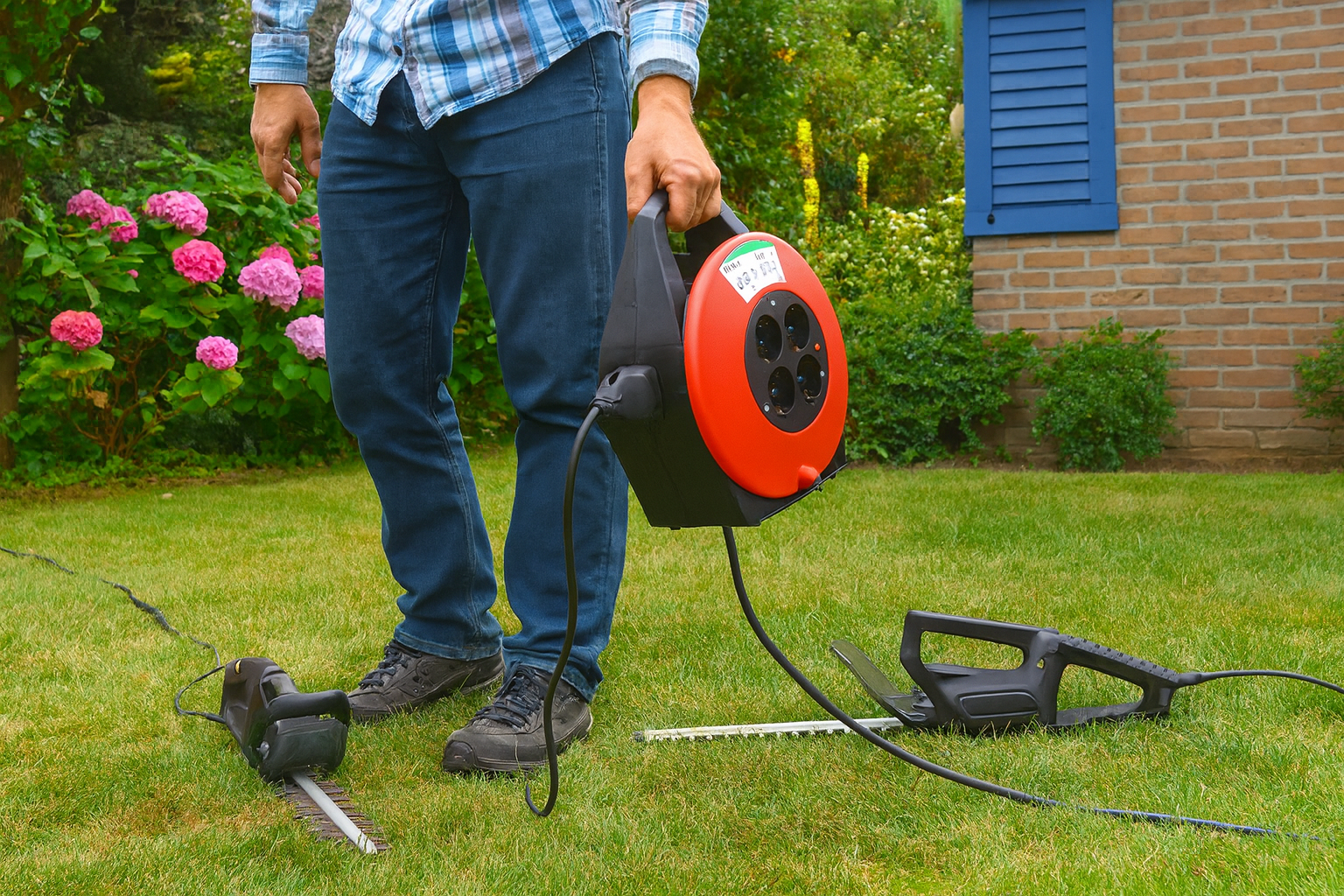 Kabeltrommel 10m Kabelbox mit Handgriff 4 Steckdosen Innenbereich