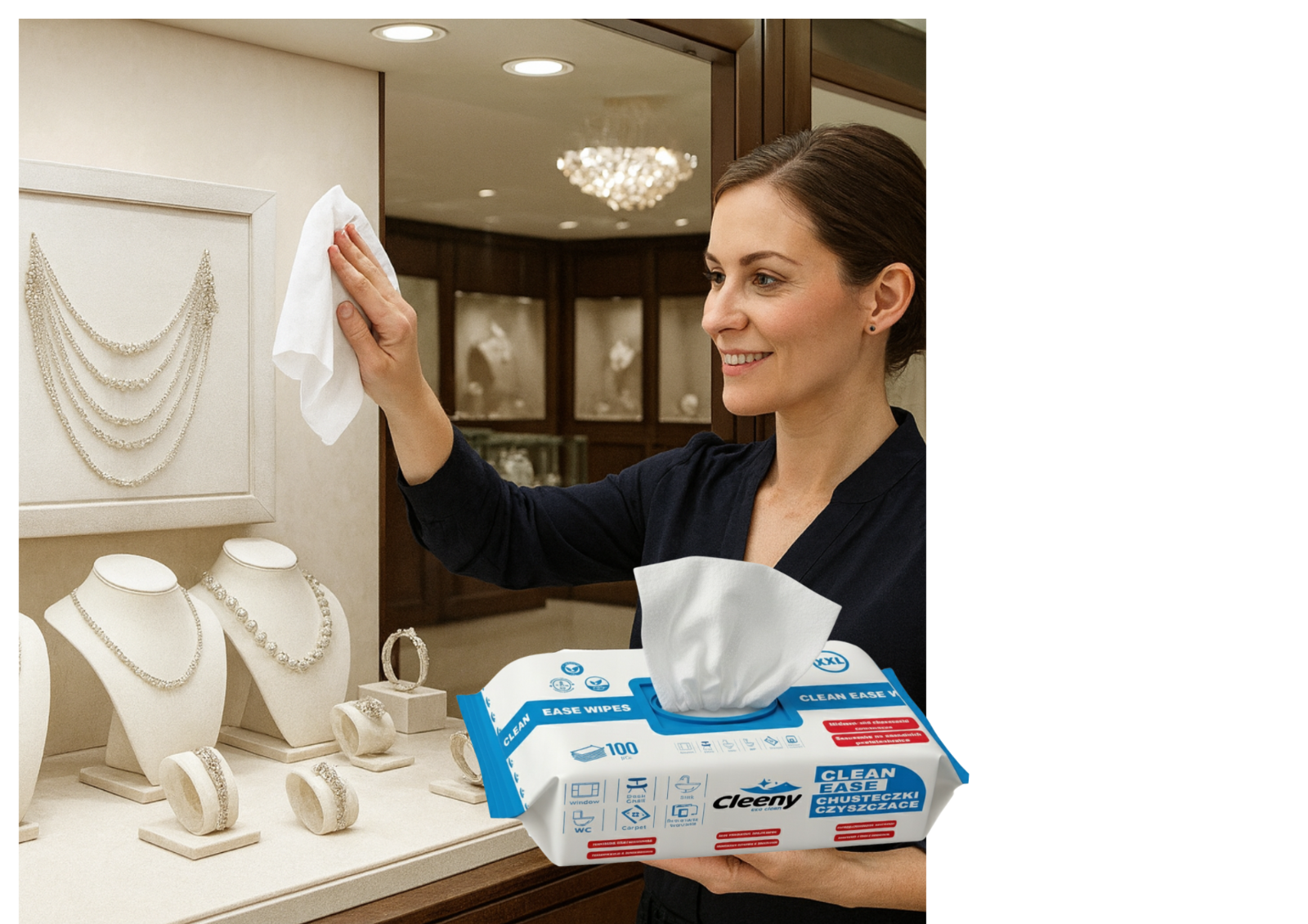 Cleeny Universale Feuchtreinigungstücher 100 Stück–Naturformel, hypoallergen