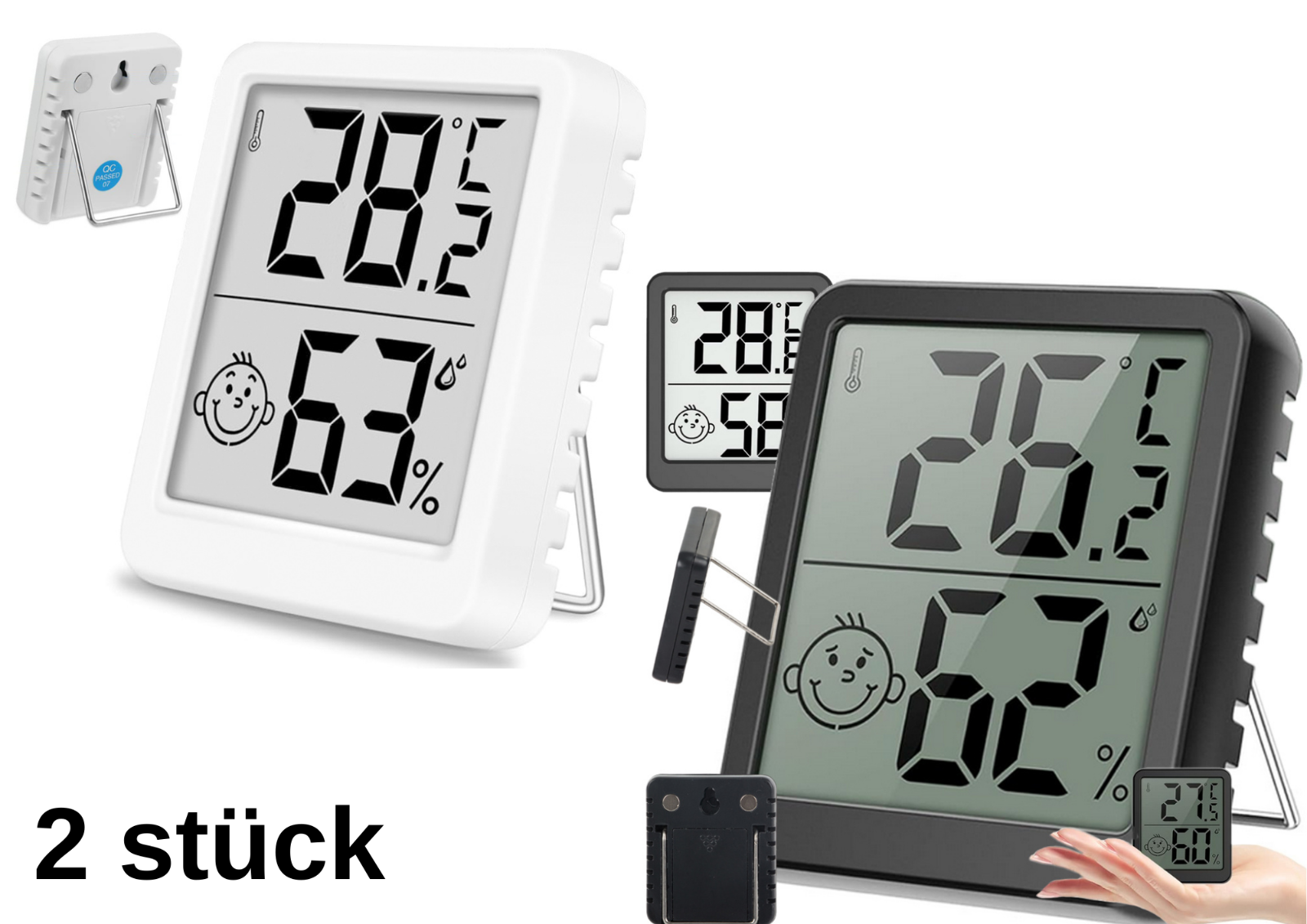 Digitales Thermometer Mini Hygrometer Raum Wetterstation mit Batterie 🌡️ 2 PC