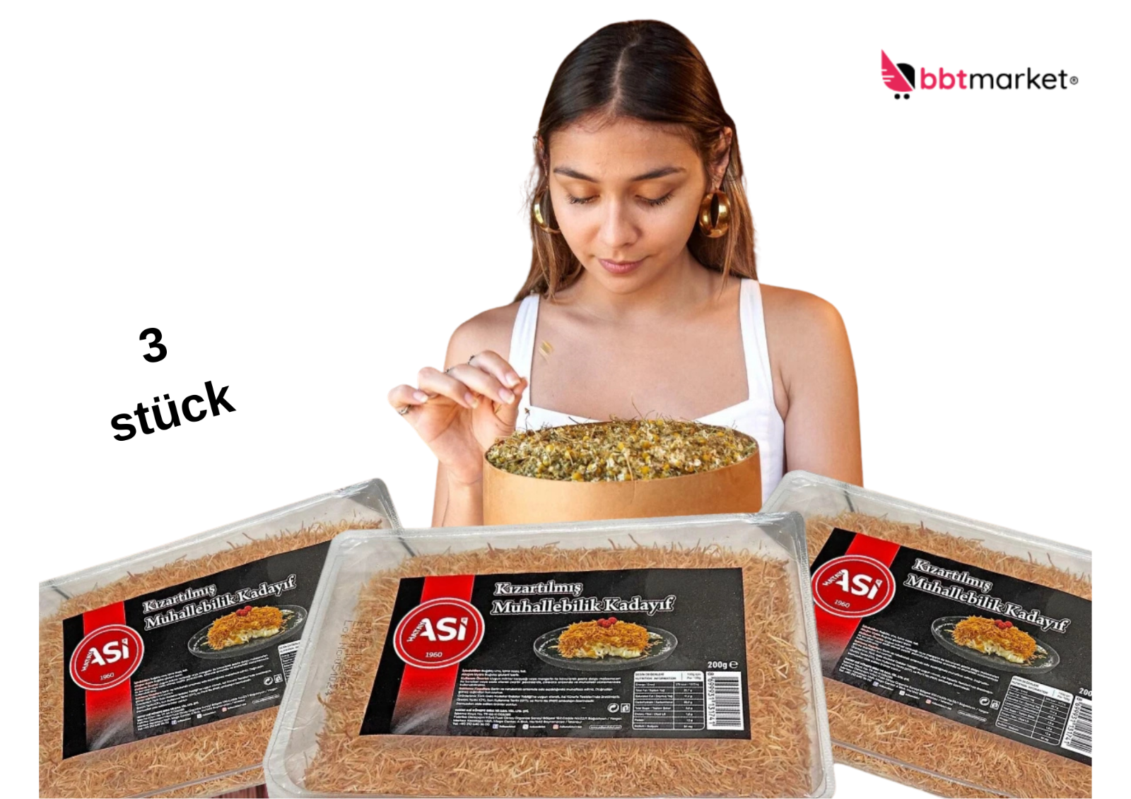 Geröstete Kadayif-Teigfäden für Dubai Style Schokolade-Engelshaar- 3x200g