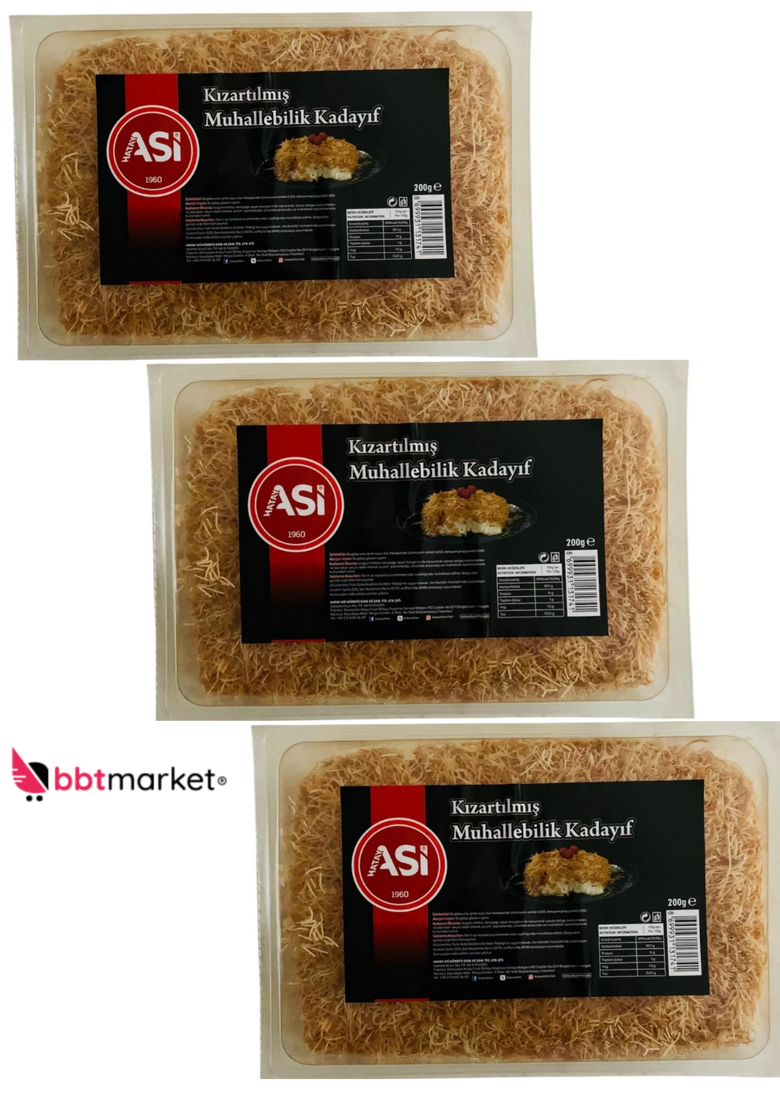 Geröstete Kadayif-Teigfäden für Dubai Style Schokolade-Engelshaar- 3x200g