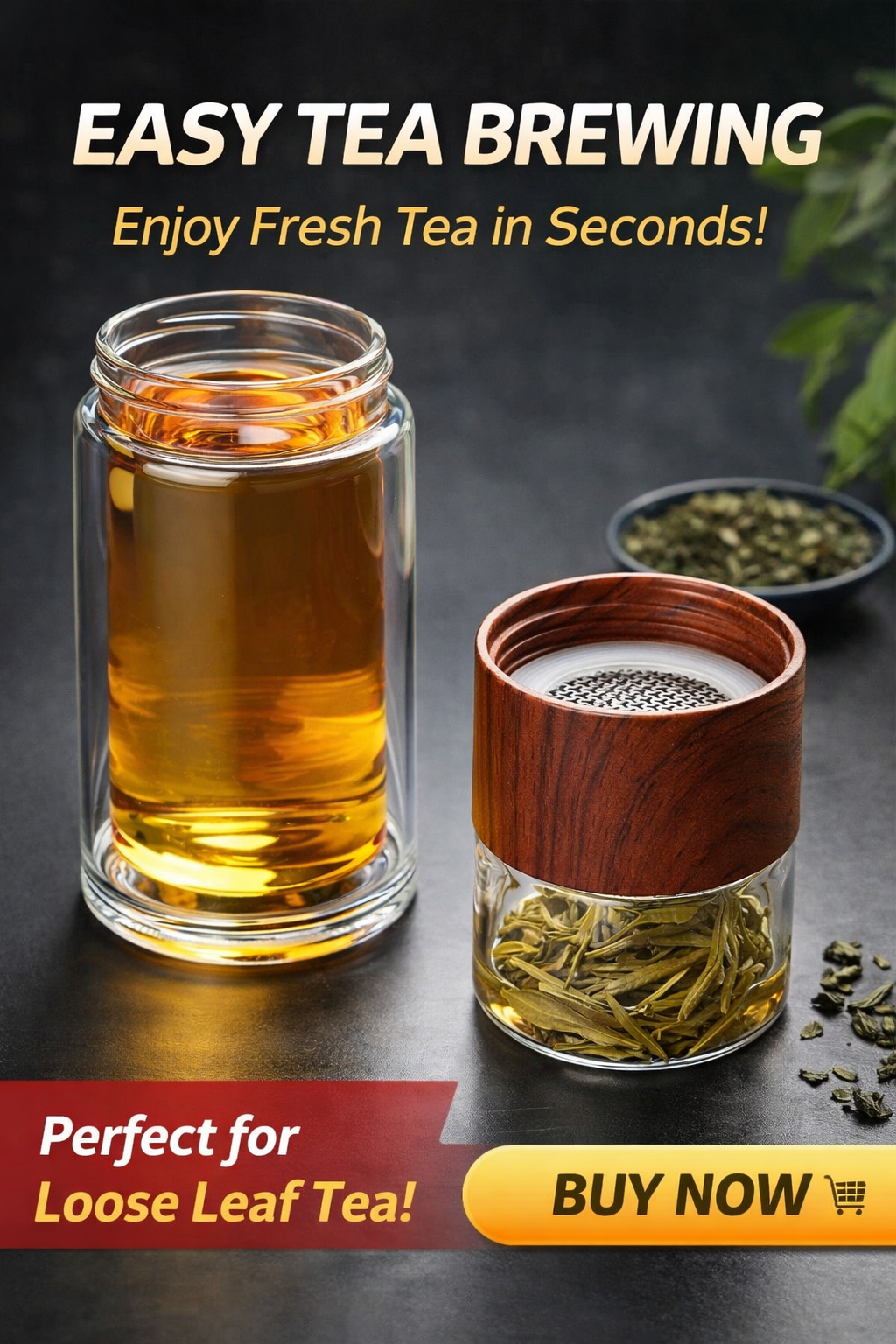 300 ml Hitzebeständiger Glas Teebecher mit Teesieb – Doppelwandige Teetasse