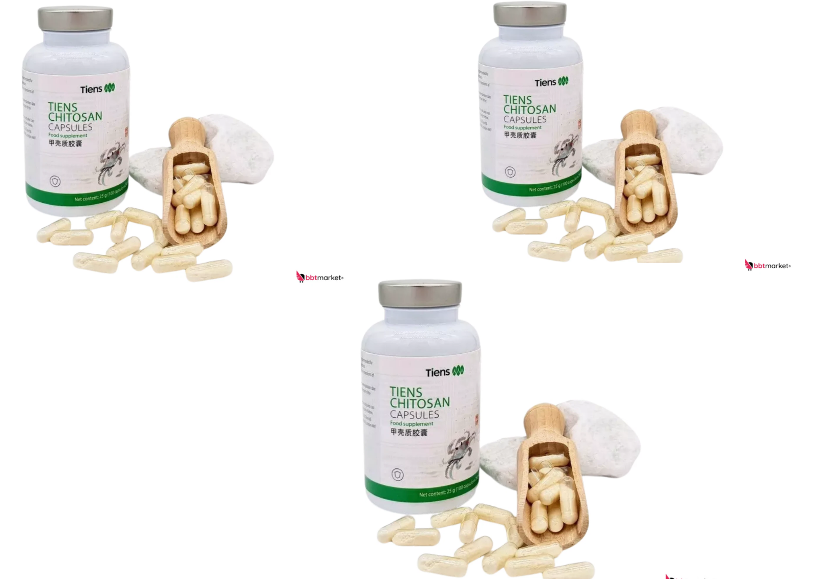 3x TIENS Chitosan Kapseln – Detox & Ernährung – 300 Stück á 25g