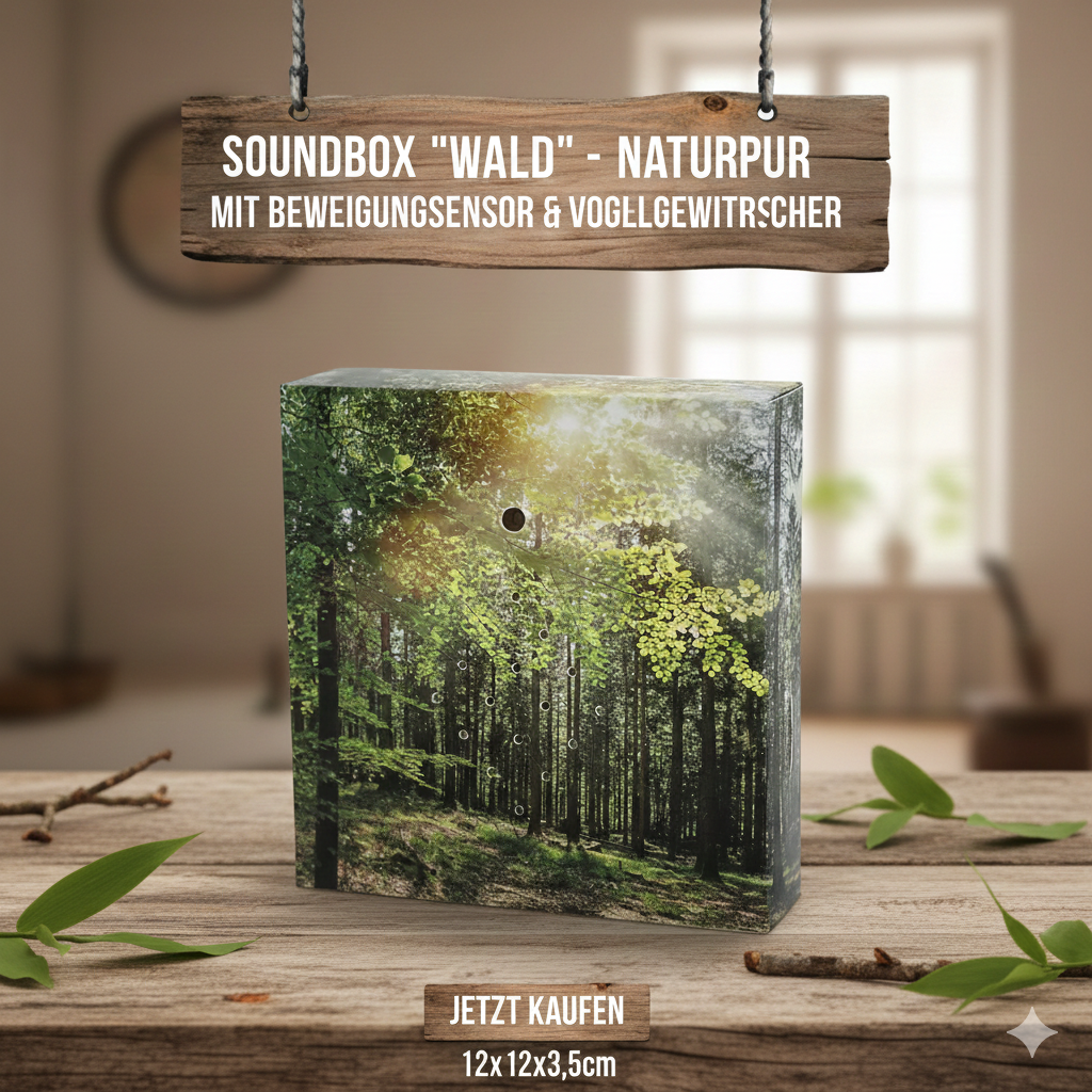 Soundbox Bewegungsmelder Naturgeräusche Vogelgezwitscher Wellenrauschen Relax