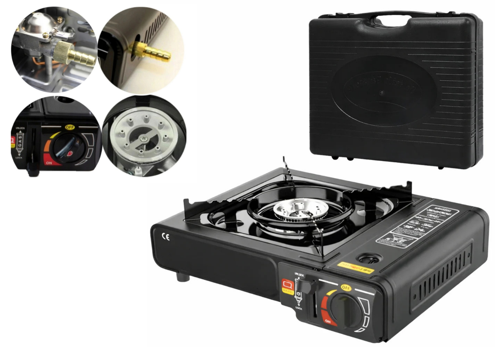 Gaskocher Campingkocher 2-in-1 mit Koffer 2200W Kartuschenkocher Outdoor