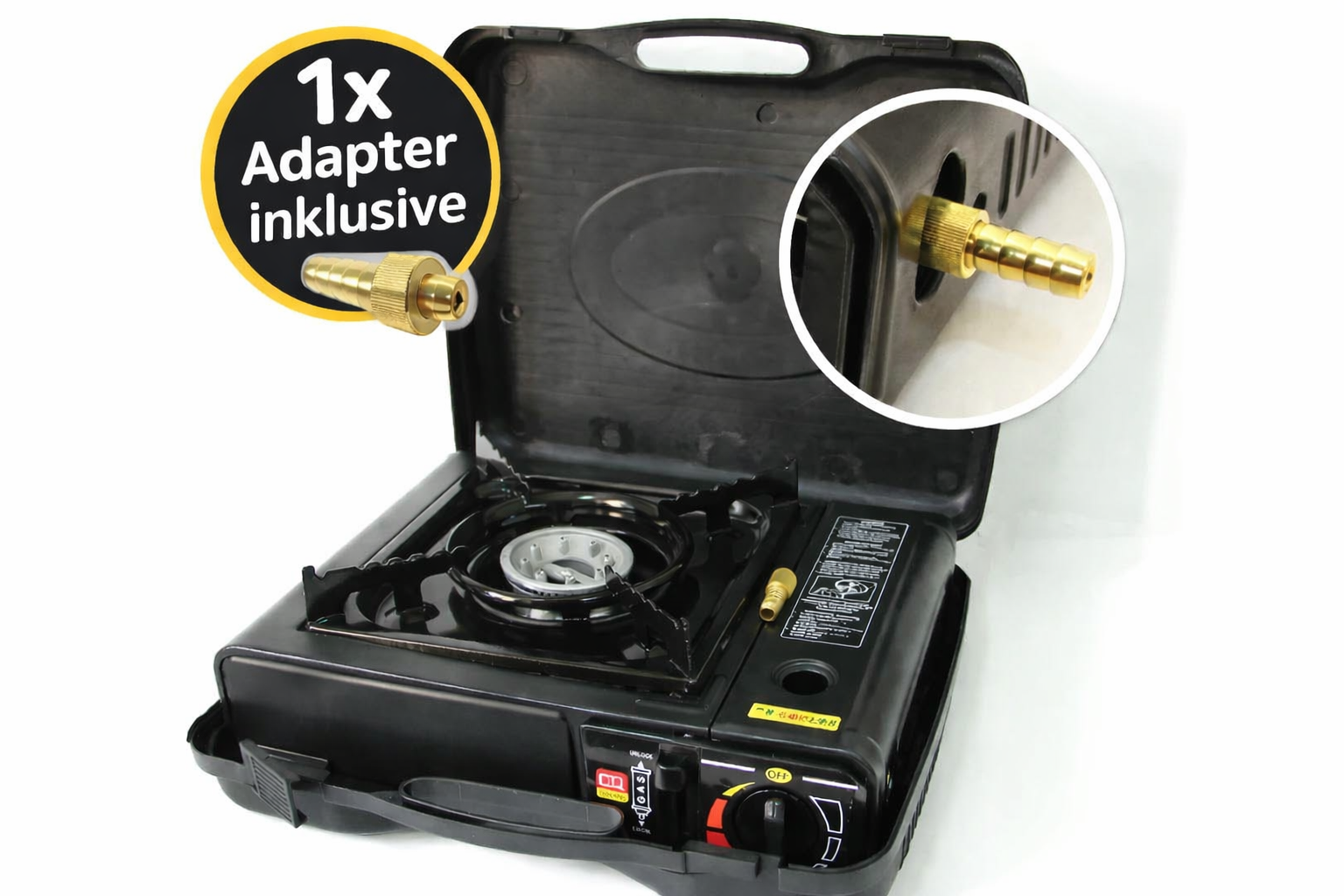 Gaskocher Campingkocher 2-in-1 mit Koffer 2200W Kartuschenkocher Outdoor