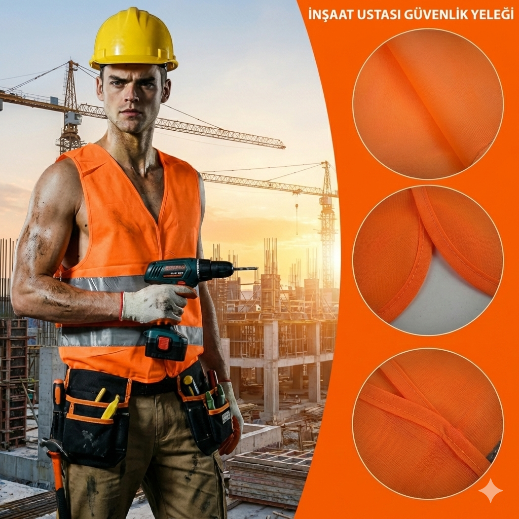 Warnweste Orange mit Tasche 360° reflektierend Größe L Auto Arbeit