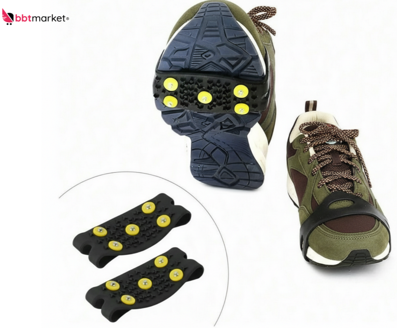 Anti Rutsch Schuhüberzüge Eisspikes 5 Zähne Outdoor Schnee 1 Paar