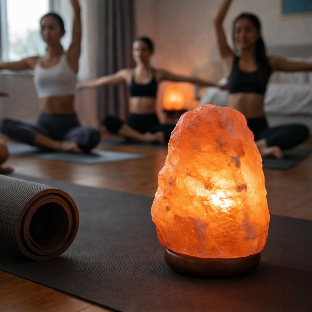 Himalaya Salzlampe 2-3 kg mit Holzständer – Natürliche Dekolampe aus Salzkristall mit E14 Fassung