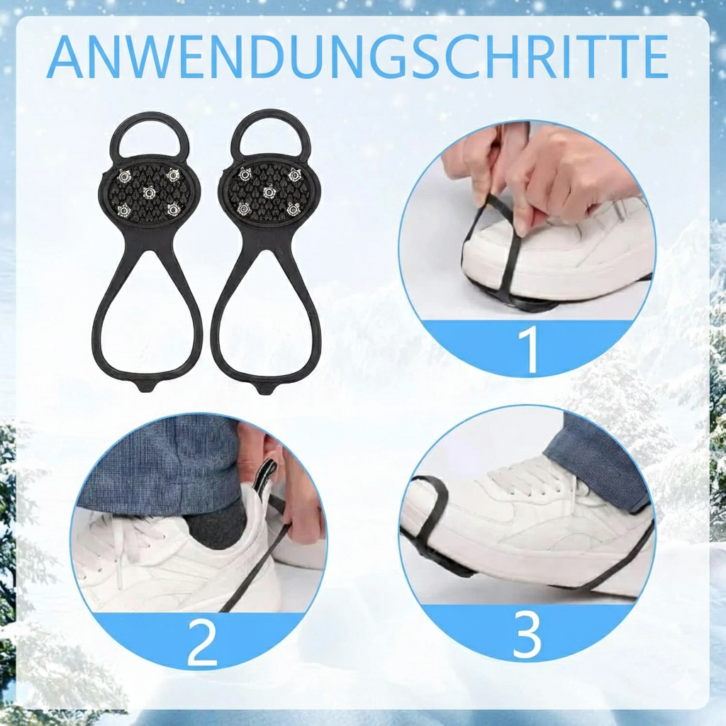 Anti-Rutsch Schuhüberzüge mit 5 Stahlzähnen – Winter Eiskrallen Größe 35–40