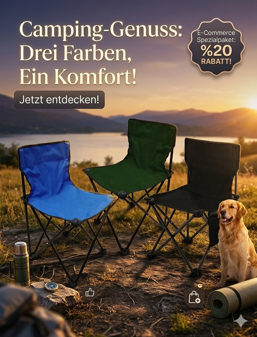 Campingstuhl Klappbar mit Getränkehalter – Angler Garten Festival Strand