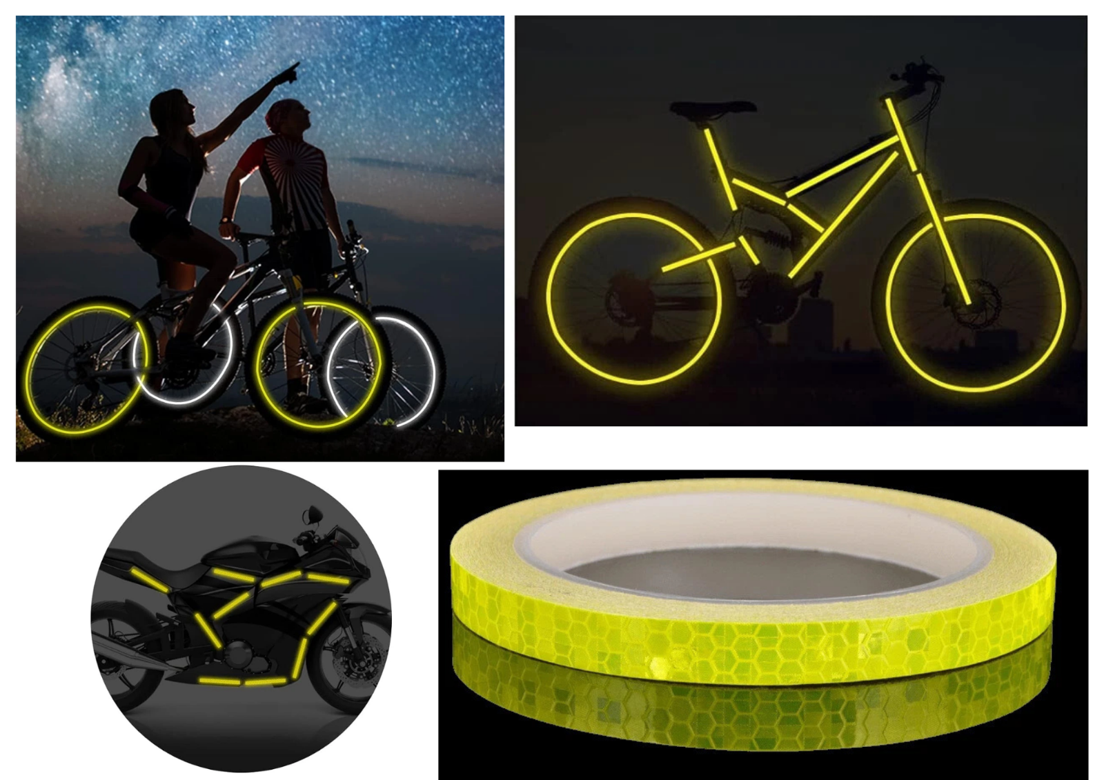 Reflektierendes Klebeband Gelb 8m x 1cm – Warnband für Fahrrad, Auto und Motorrad