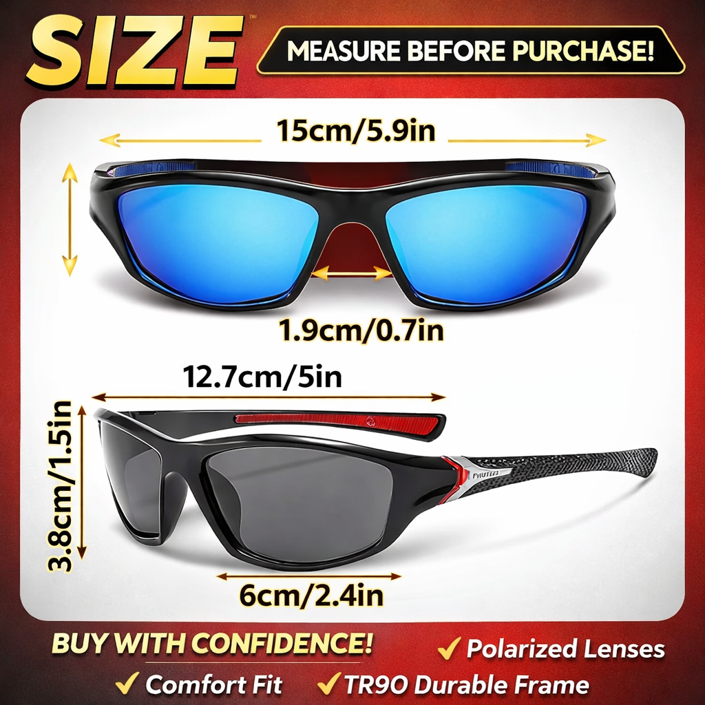 2er Set Sport Sonnenbrille Polarisiert UV400 Herren Fahrrad Laufbrille Outdoor