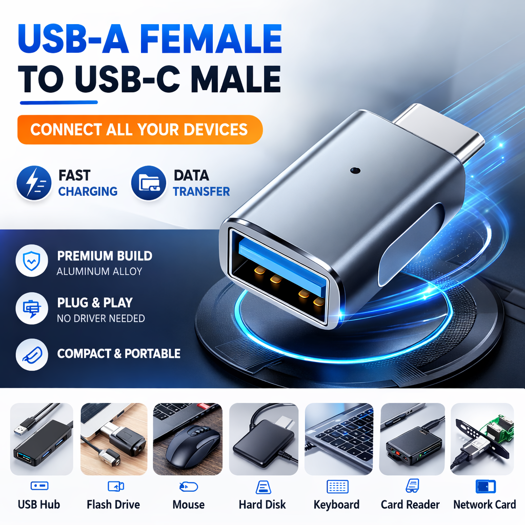 USB-C auf USB OTG Adapter für iPhone 15 16 MacBook iPad Galaxy USB Adapter 1 PC