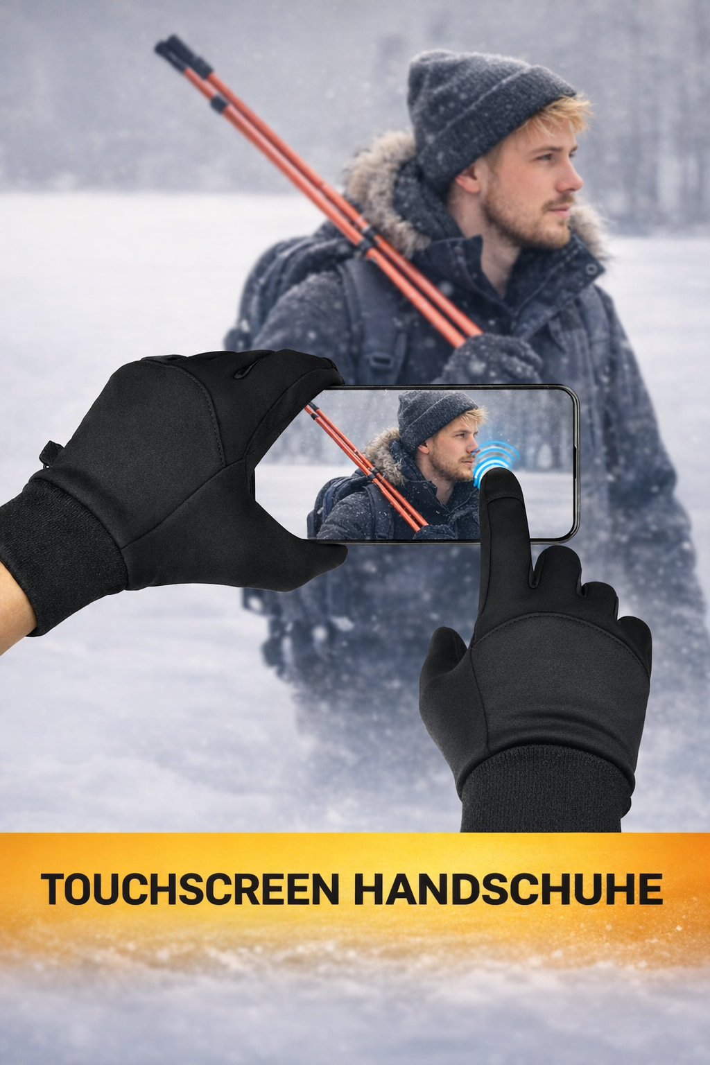 Winter Fahrradhandschuhe Touchscreen Thermo Winddicht Wasserabweisend Größe L