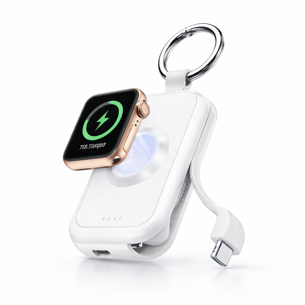 Powerbank kompatibel mit Apple Watch 2500mAh – magnetisches Ladegerät USB-C kompakt tragbar