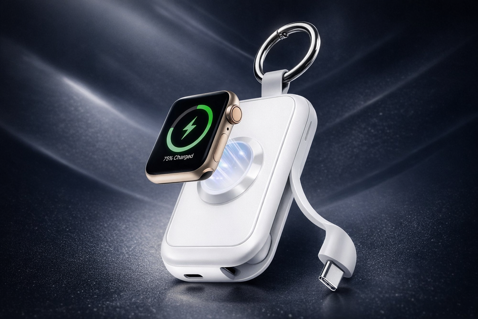 Powerbank kompatibel mit Apple Watch 2500mAh – magnetisches Ladegerät USB-C kompakt tragbar