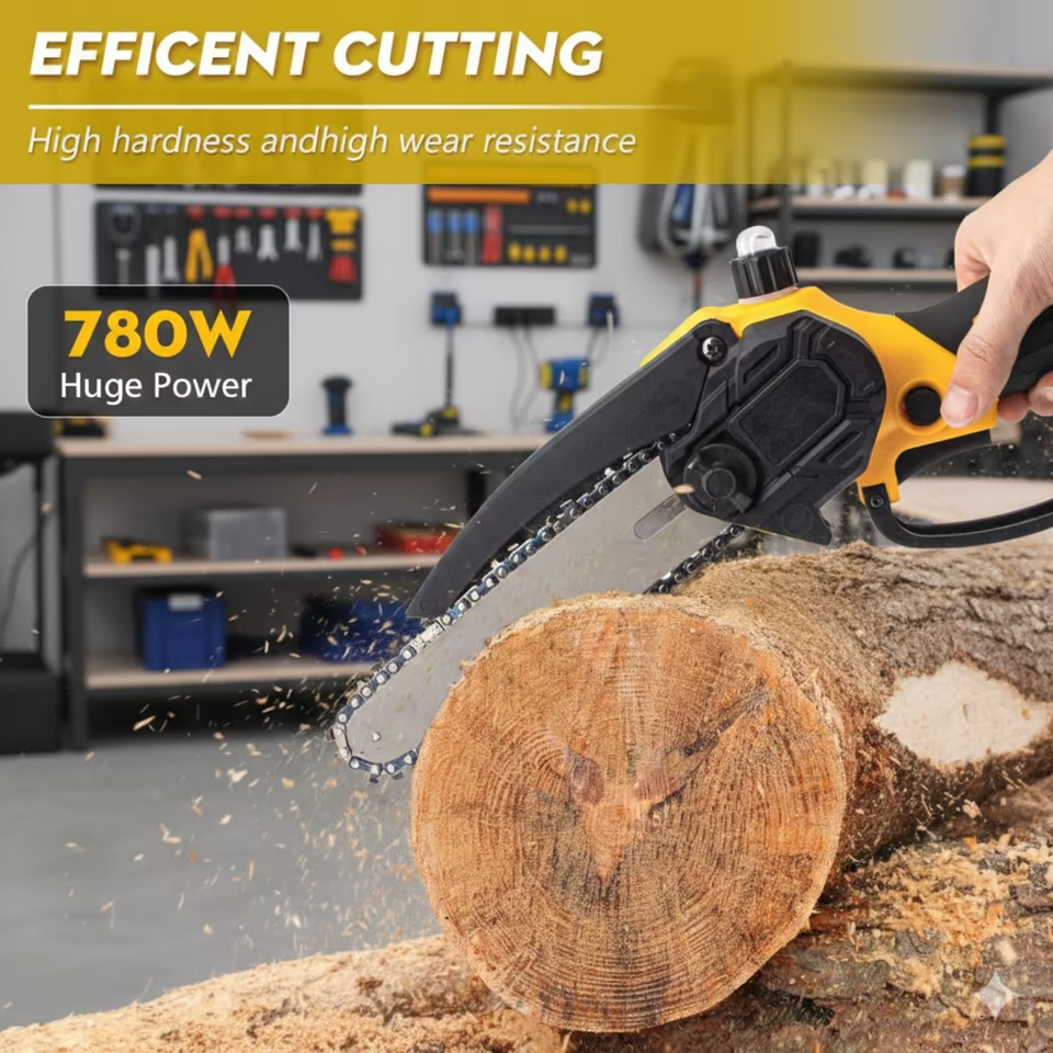 Akku Kettensäge 8 Zoll Brushless Motor 2 Akkus Set Gartensäge Profi