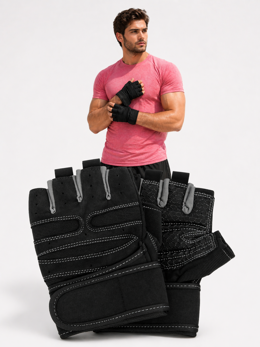 Trainingshandschuhe gepolstert XL Fitness Handschuhe Grip Klett