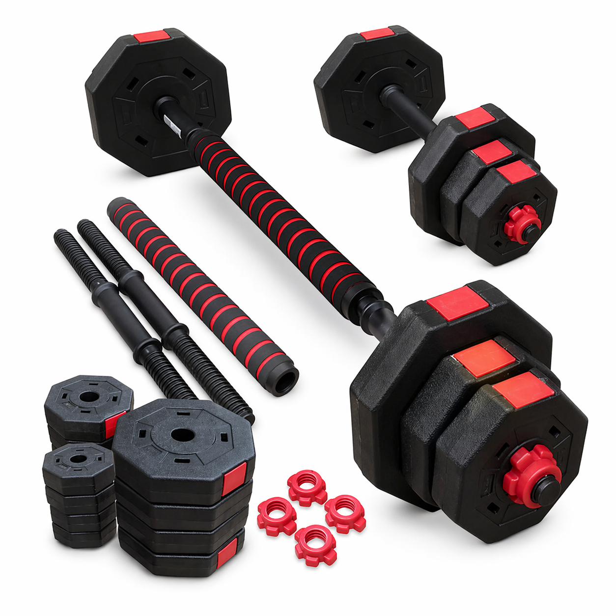 Hantelset 20kg 2in1 Kurz Langhantel Set Fitness Gewichte Training