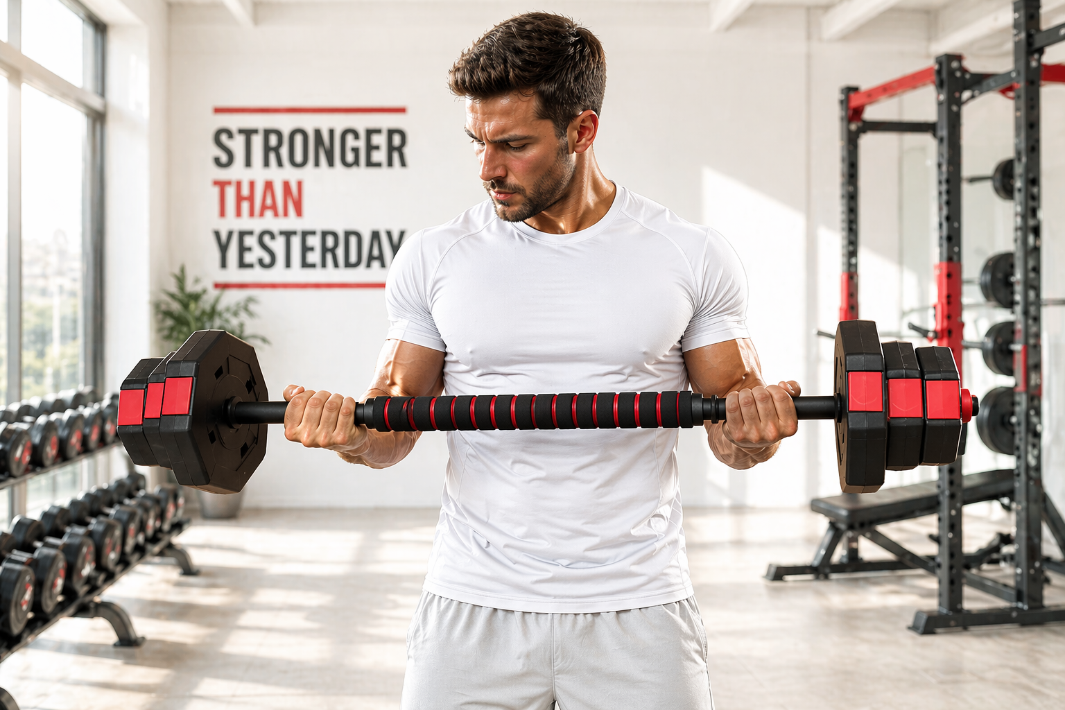 Hantelset 20kg 2in1 Kurz Langhantel Set Fitness Gewichte Training