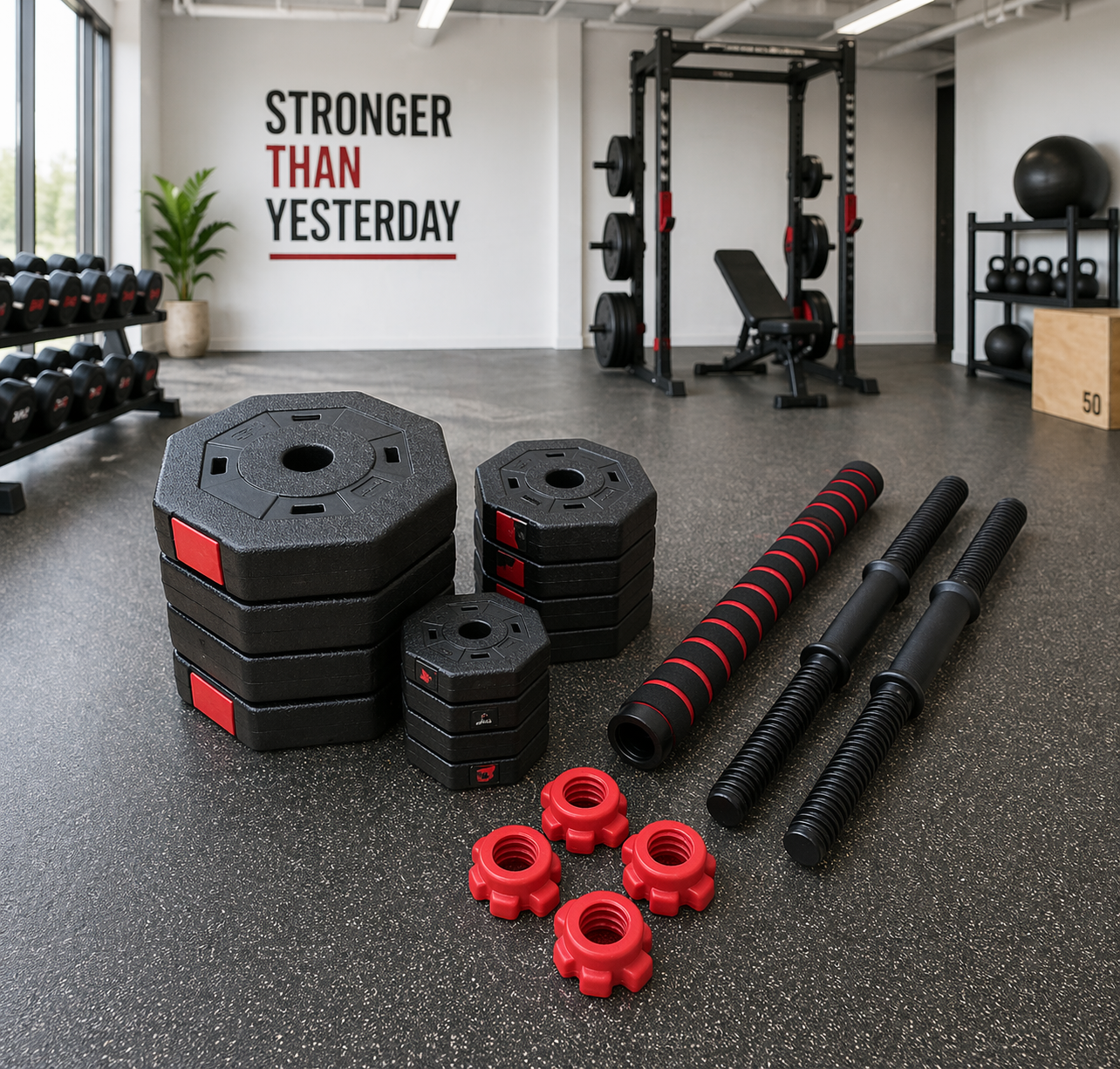 Hantelset 20kg 2in1 Kurz Langhantel Set Fitness Gewichte Training