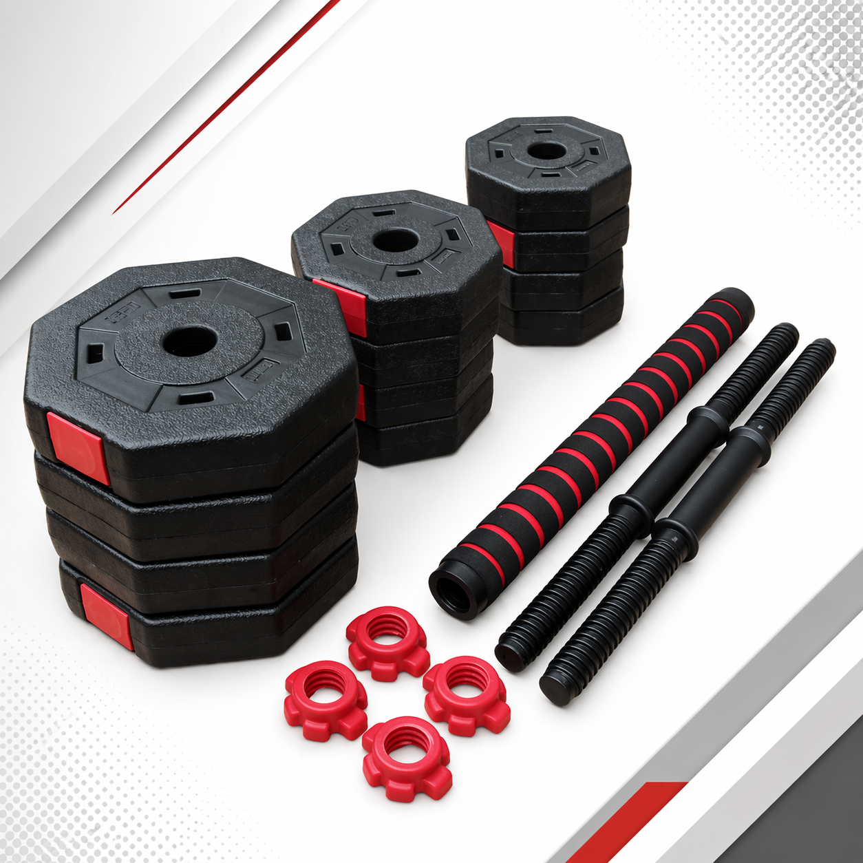 Hantelset 20kg 2in1 Kurz Langhantel Set Fitness Gewichte Training