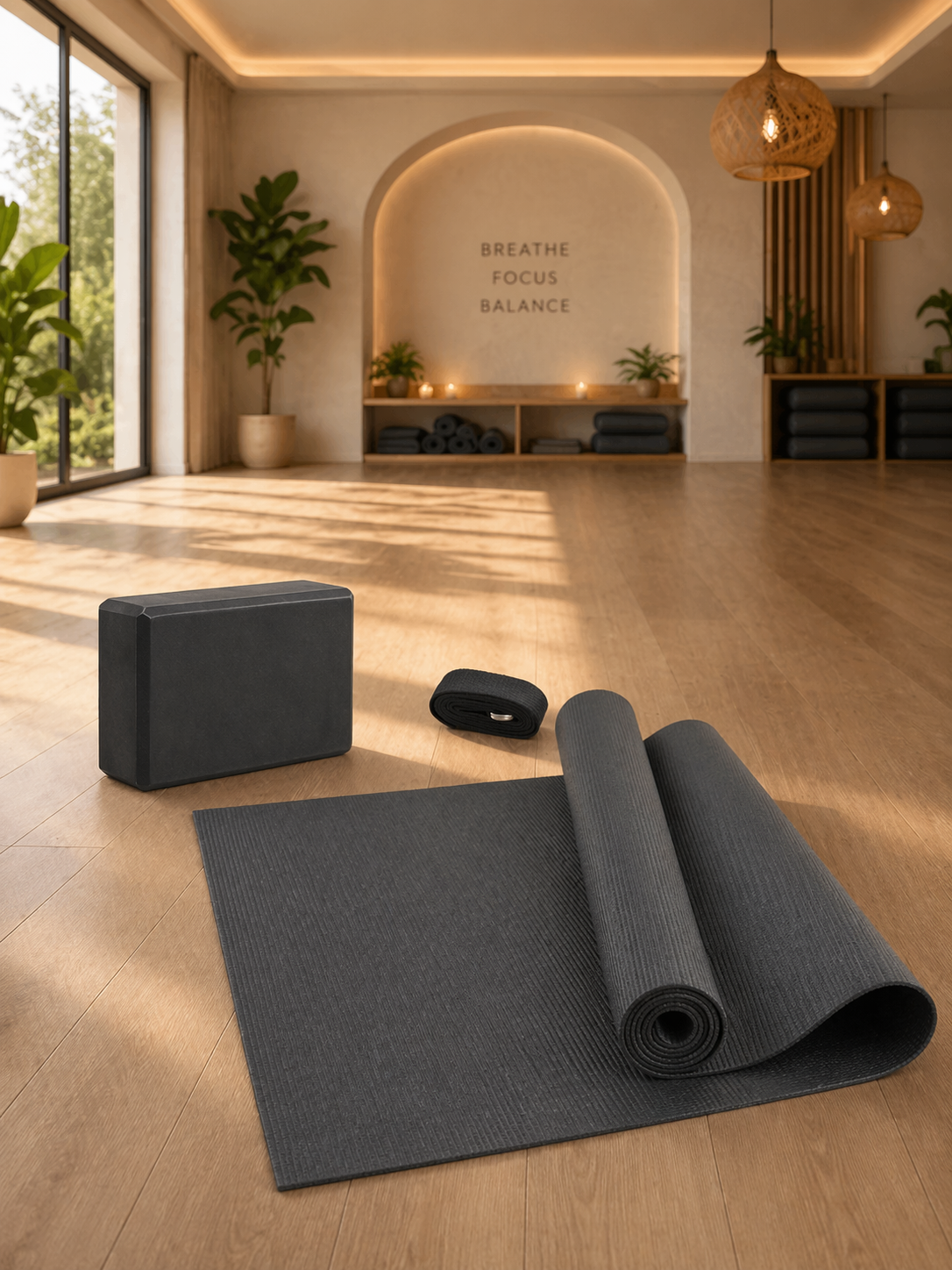 Yoga Set 3tlg Matte Block Gurt rutschfest Fitness Pilates Set