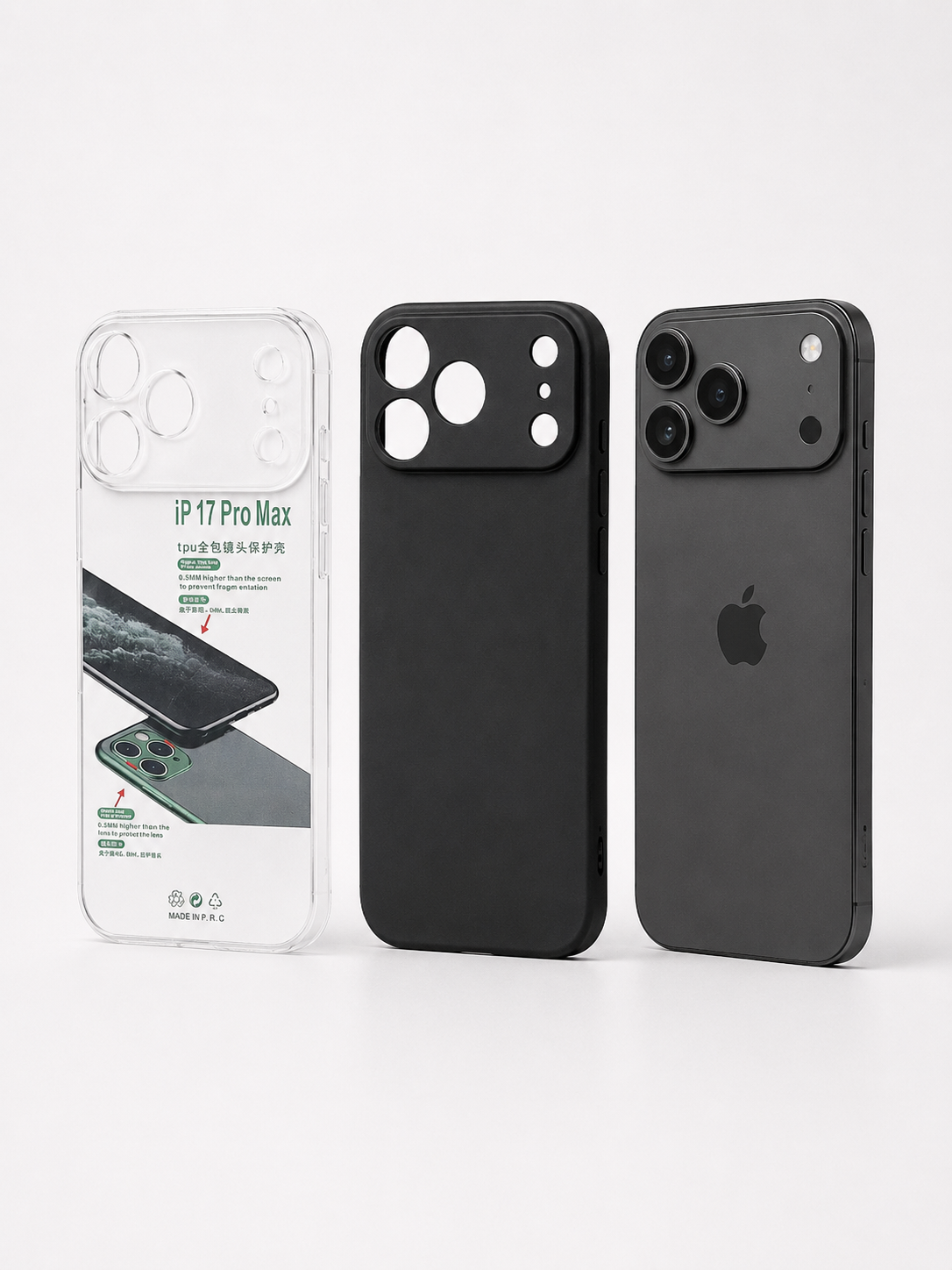 Transparentes TPU Case für iPhone 17 / 17 Pro / 17 Pro Max mit Kameraschutz – Schwarz oder Klar