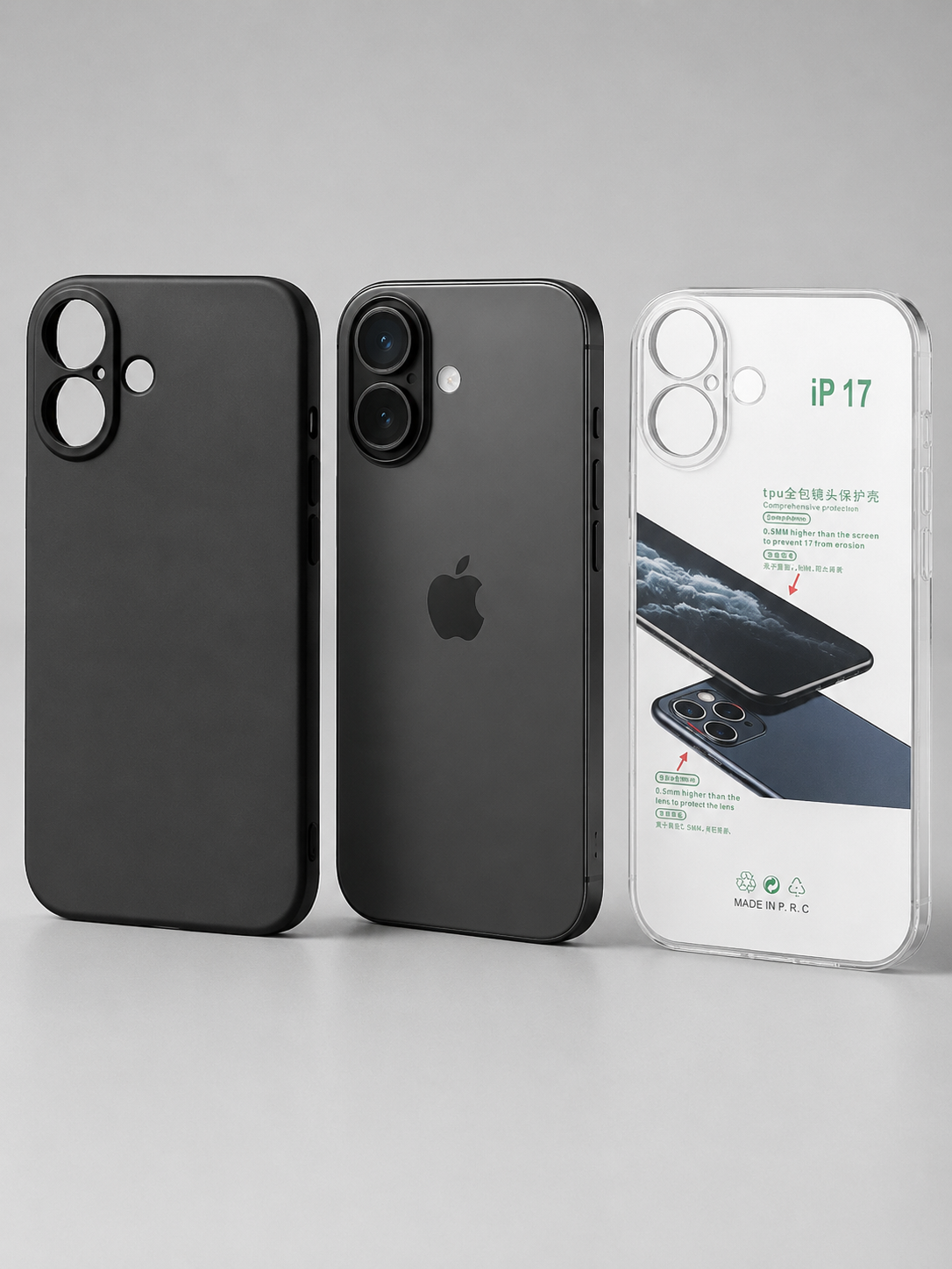 Transparentes TPU Case für iPhone 17 / 17 Pro / 17 Pro Max mit Kameraschutz – Schwarz oder Klar