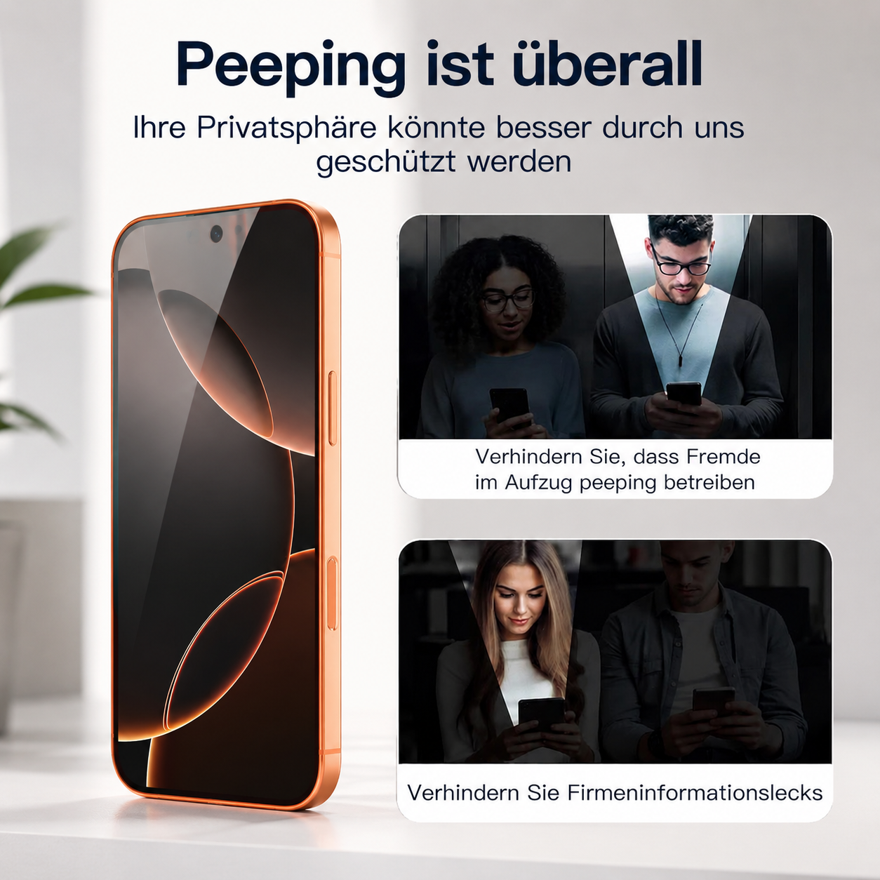 9D Privacy Schutzglas für iPhone 17 Pro Max 17 Pro Sichtschut