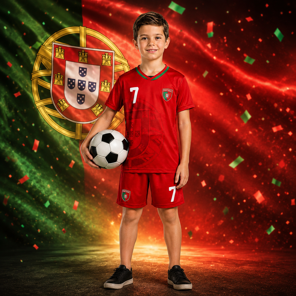 Portugal Kinder Fußball Trikot Set Shirt Hose FanSet WM EM Kinder
