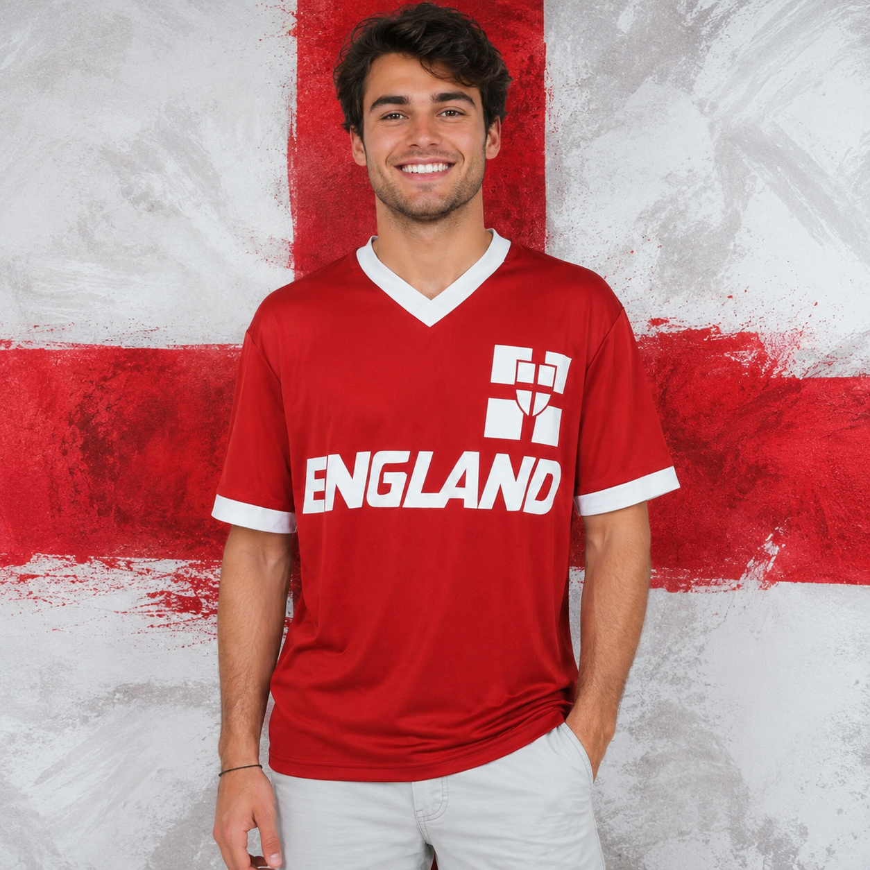 England Fan T-Shirt Fußball WM EM Shirt Unisex England Trikot