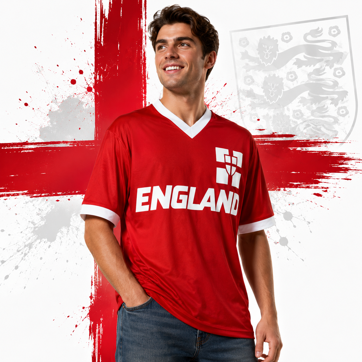 England Fan T-Shirt Fußball WM EM Shirt Unisex England Trikot