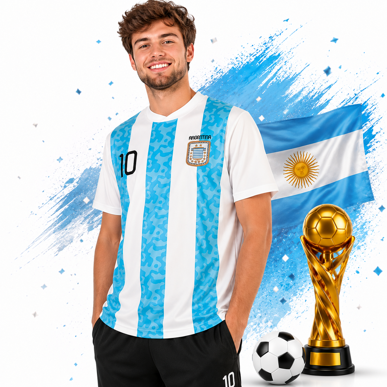 Argentinien Fan T-Shirt Fußball WM EM Shirt Unisex Argentinien Trikot