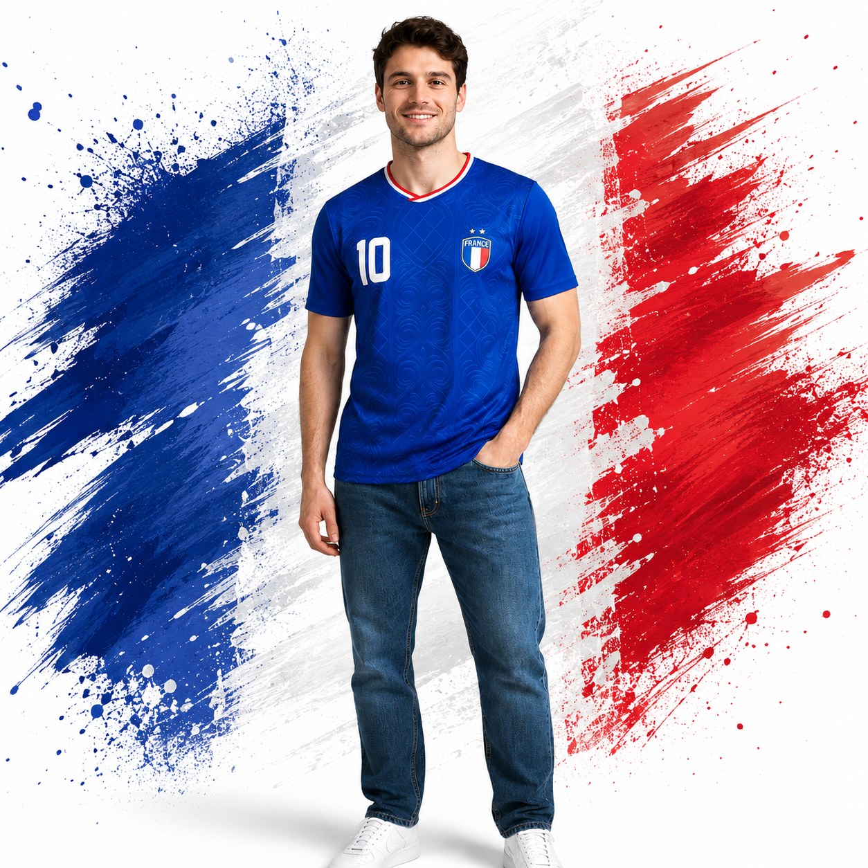 Frankreich Fan T-Shirt WM EM Fußball Shirt Unisex Frankreich Trikot