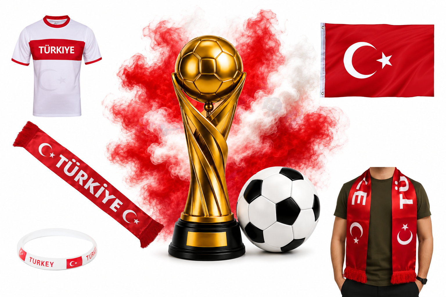 Türkei Fanartikel WM EM Shirt Schal Fahne Armband Horn Auswahl