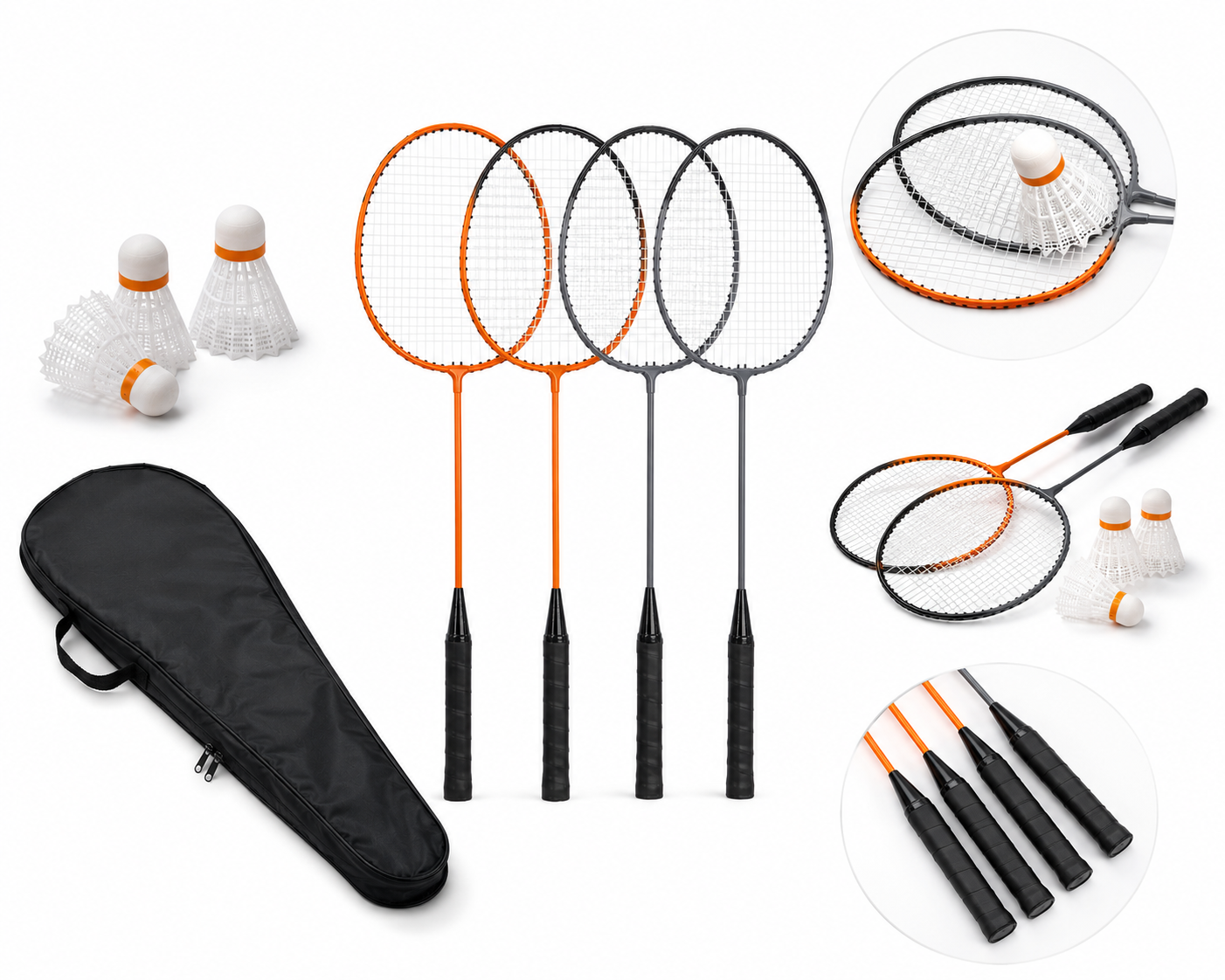 CRIVIT Badminton Set Federball 4 Spieler Schläger Bälle Tasche Outdoor