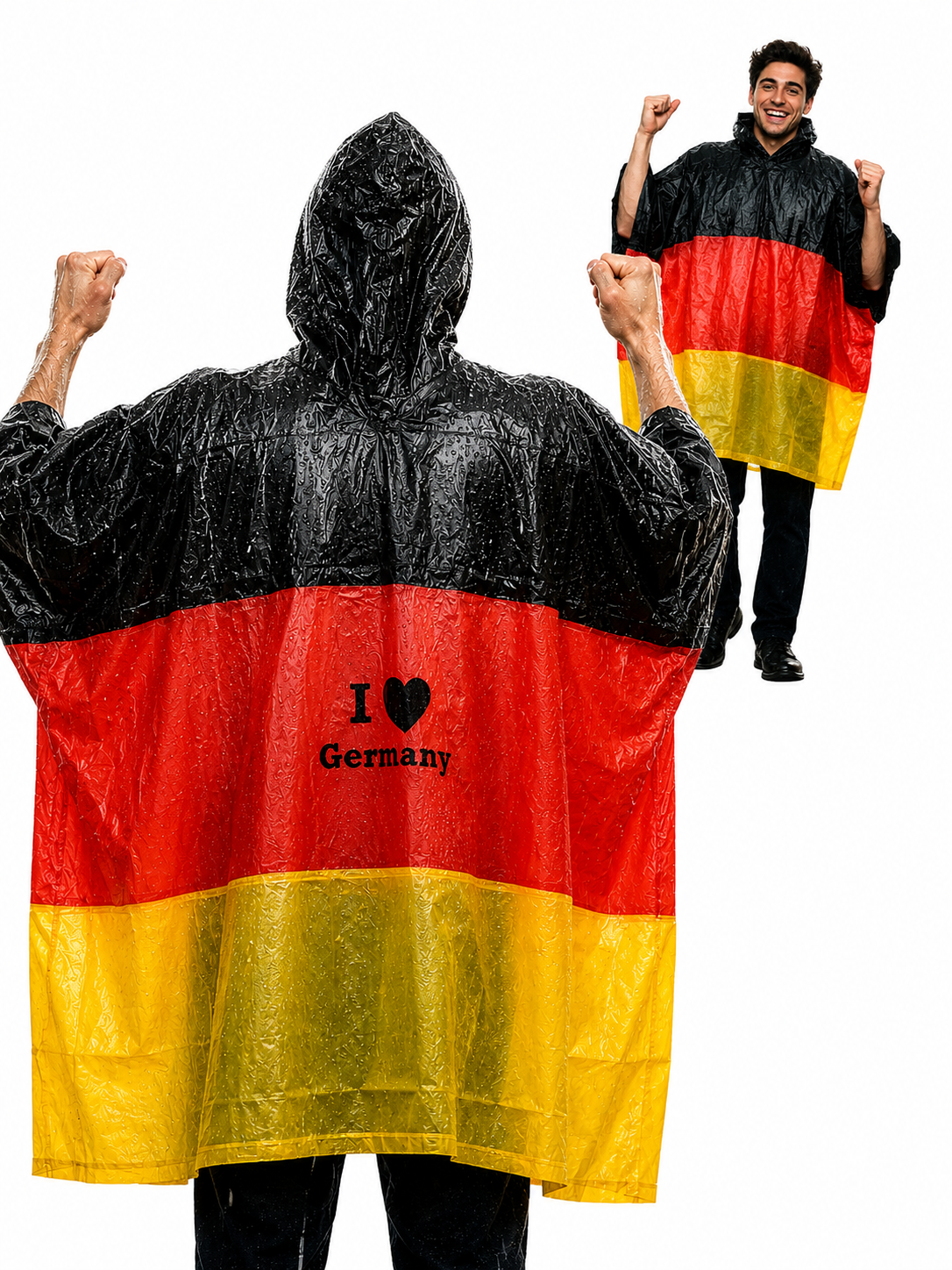 Deutschland Regenponcho I Love Germany Festival Regen Cape 127x125cm
