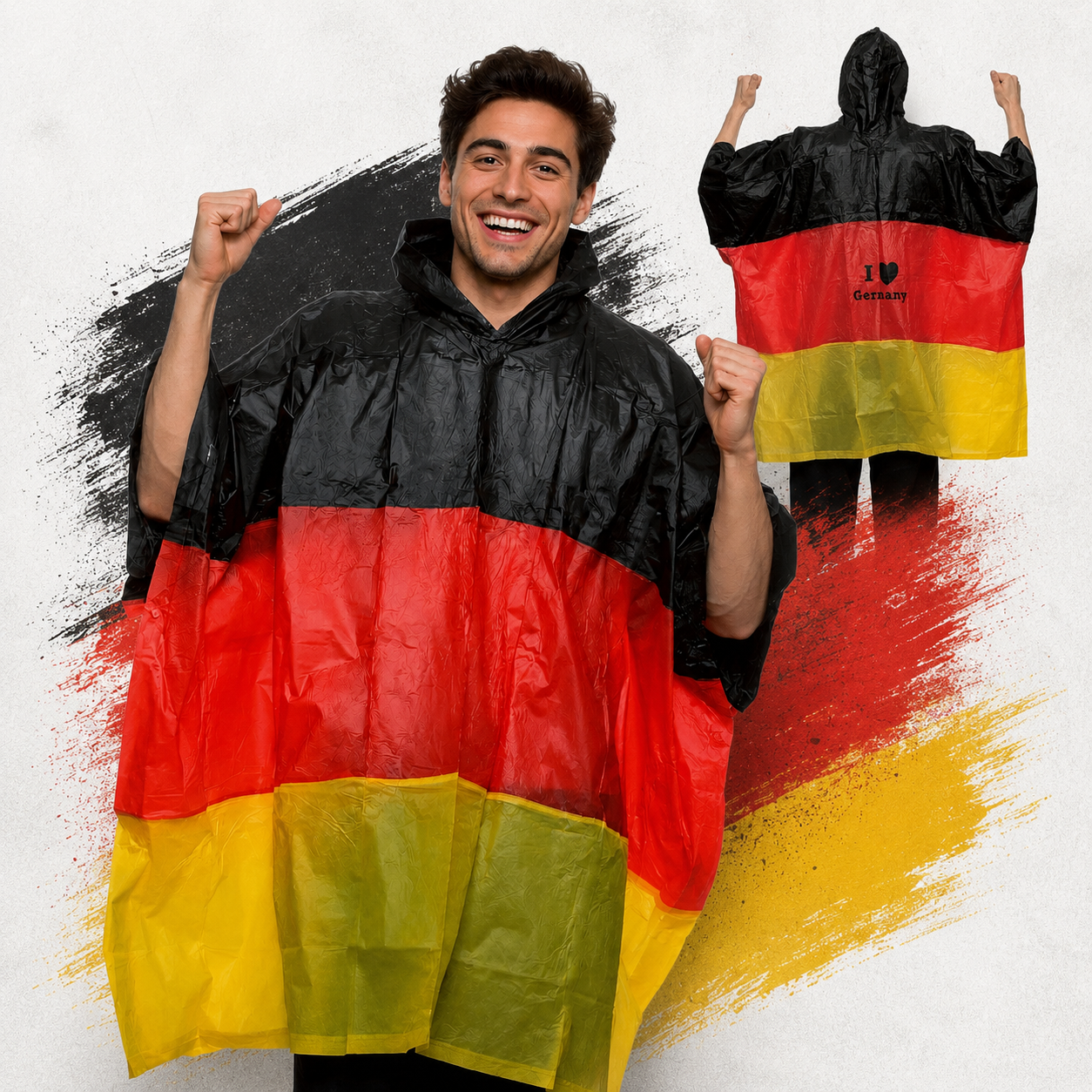 Deutschland Regenponcho I Love Germany Festival Regen Cape 127x125cm
