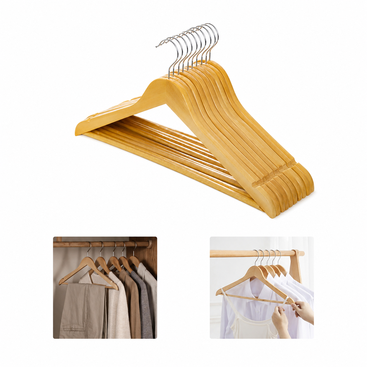 Holz Kleiderbügel Hosenbügel Garderobenbügel 1/10/20 Stück