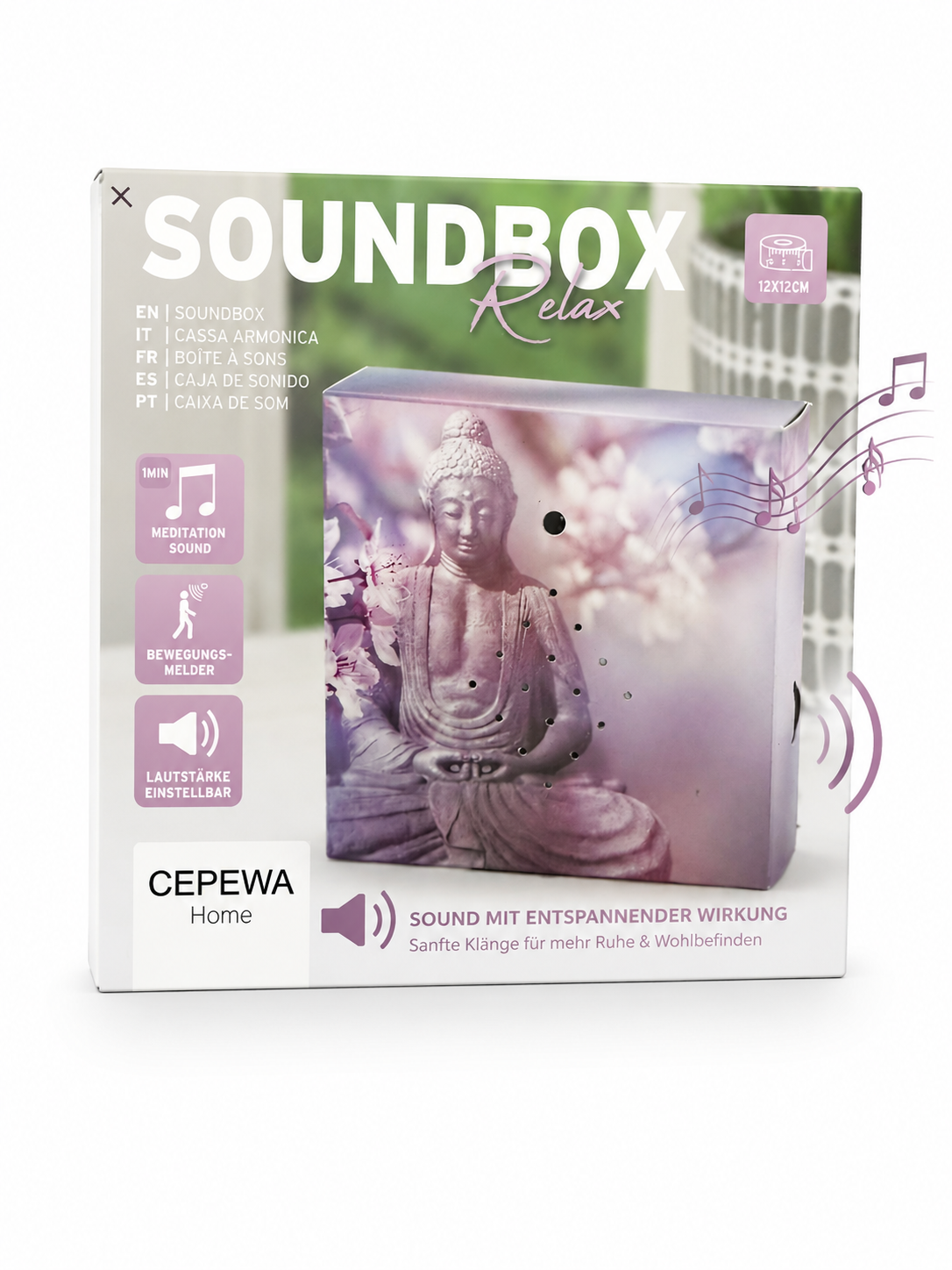 Meditations Soundbox Bewegungsmelder Entspannungsbox Naturgeräusche 12cm