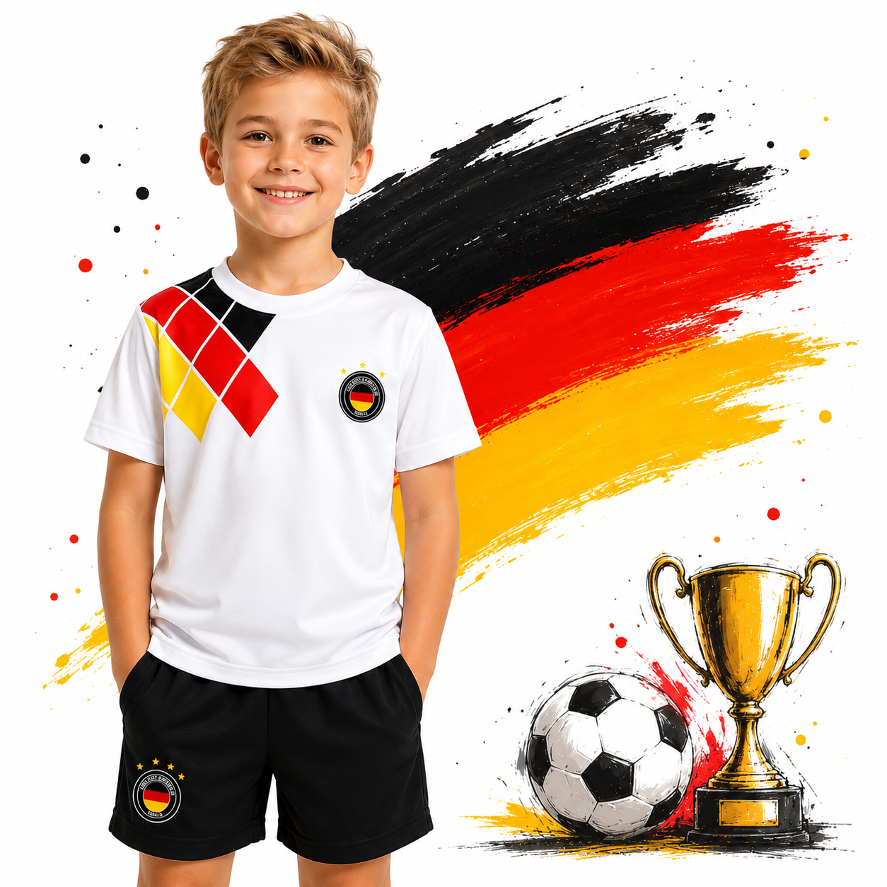 Deutschland Kinder Set T-Shirt Hose Fußball Fanset Kinder Trikot Set