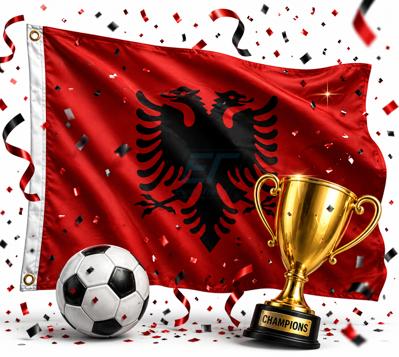 Albanien Fahne 150x90 cm mit Metallösen – Albanische Flagge-Flamuri shqiptar 150x90 cm
