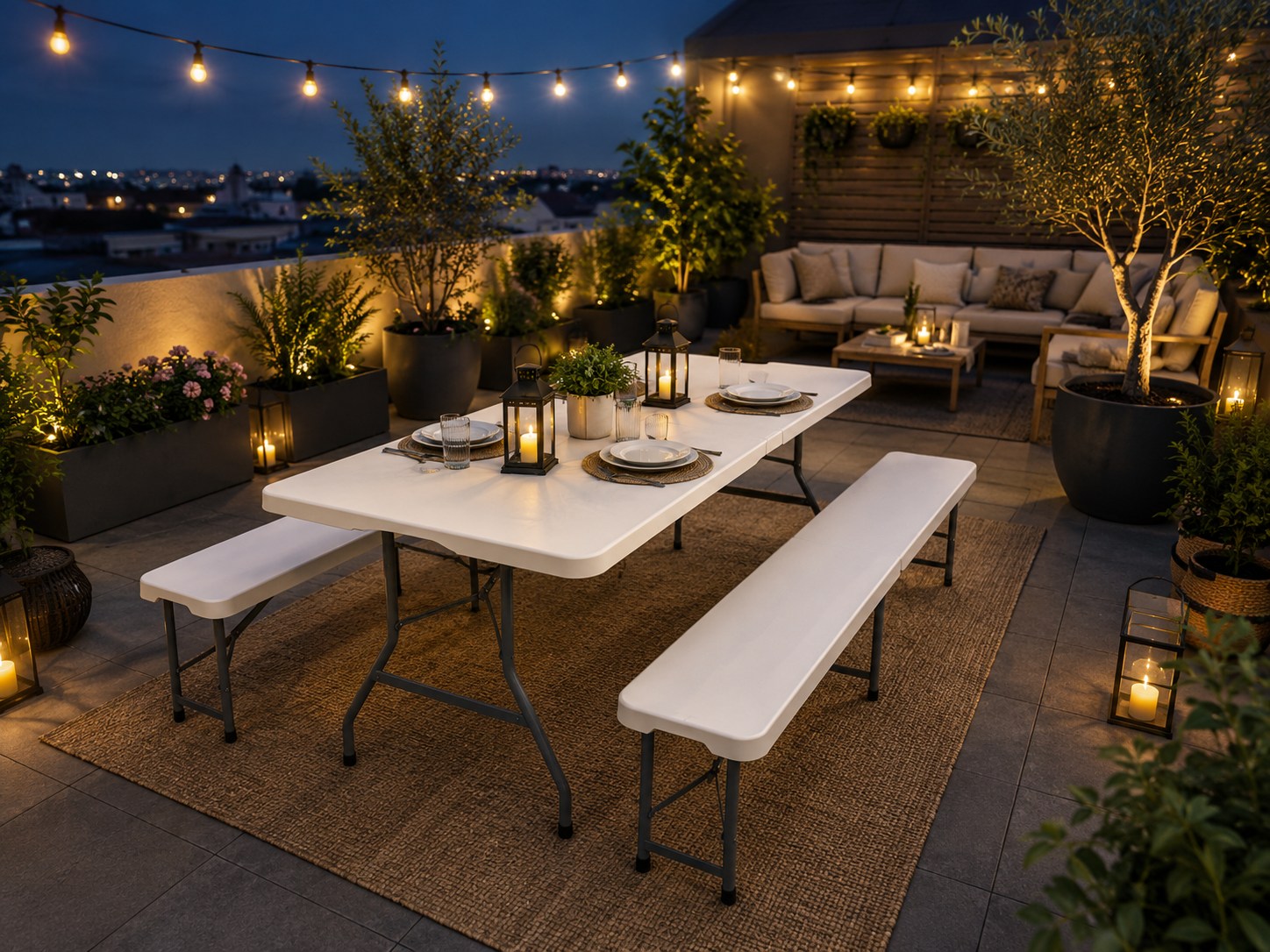 Bierzeltgarnitur 180cm Klapptisch 2 Bänke Festzeltgarnitur Garten Set