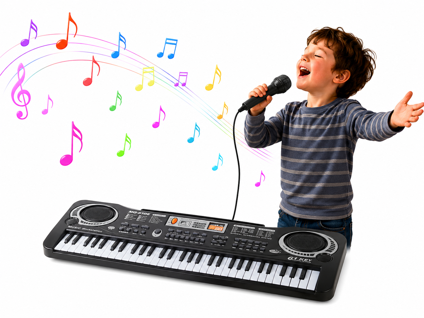 Kinder Keyboard 61 Tasten Mikrofon Elektronisches Klavier Lernkeyboard